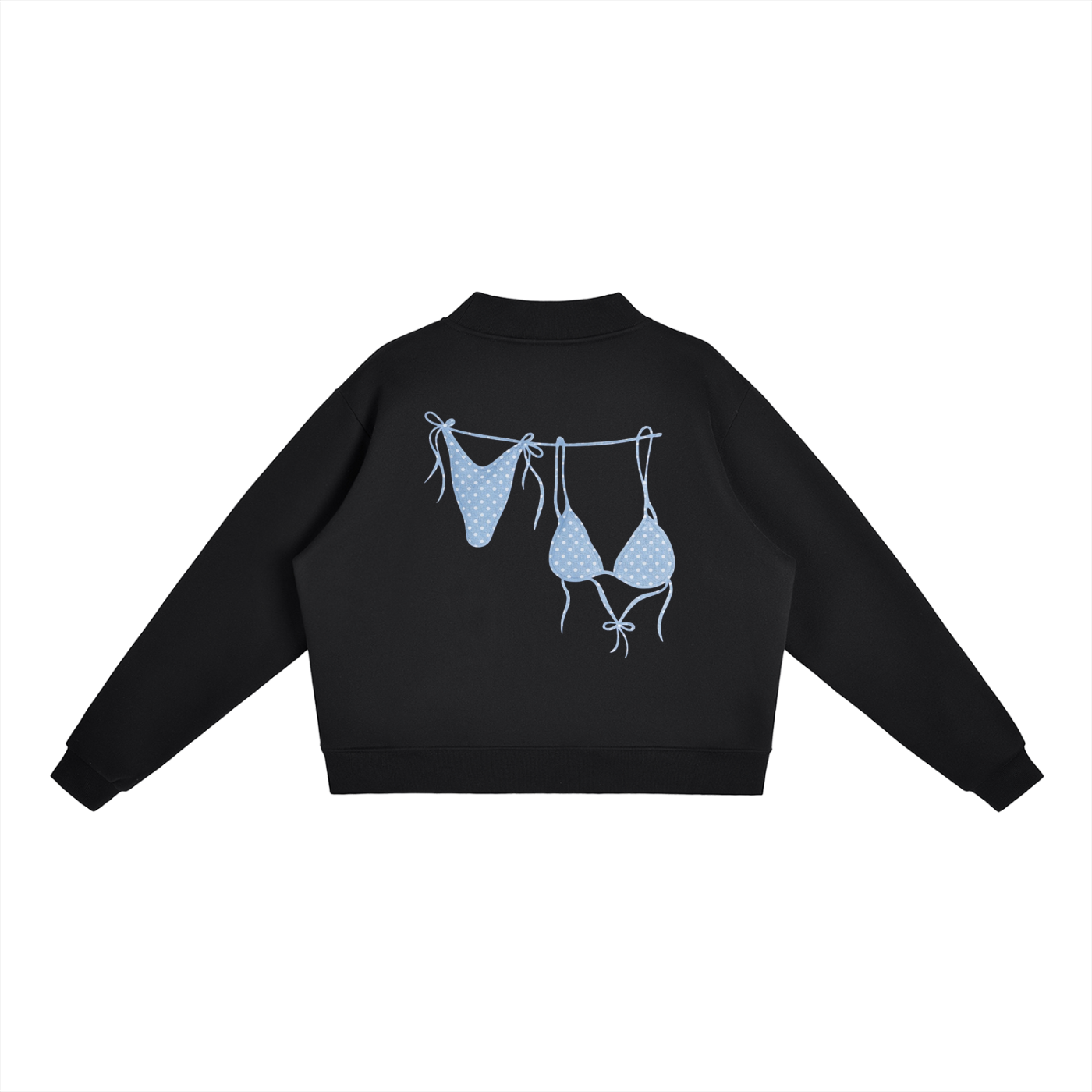 Blue Bikini Logo Essential Fleece Mock-Neck Crew Sweatshirt