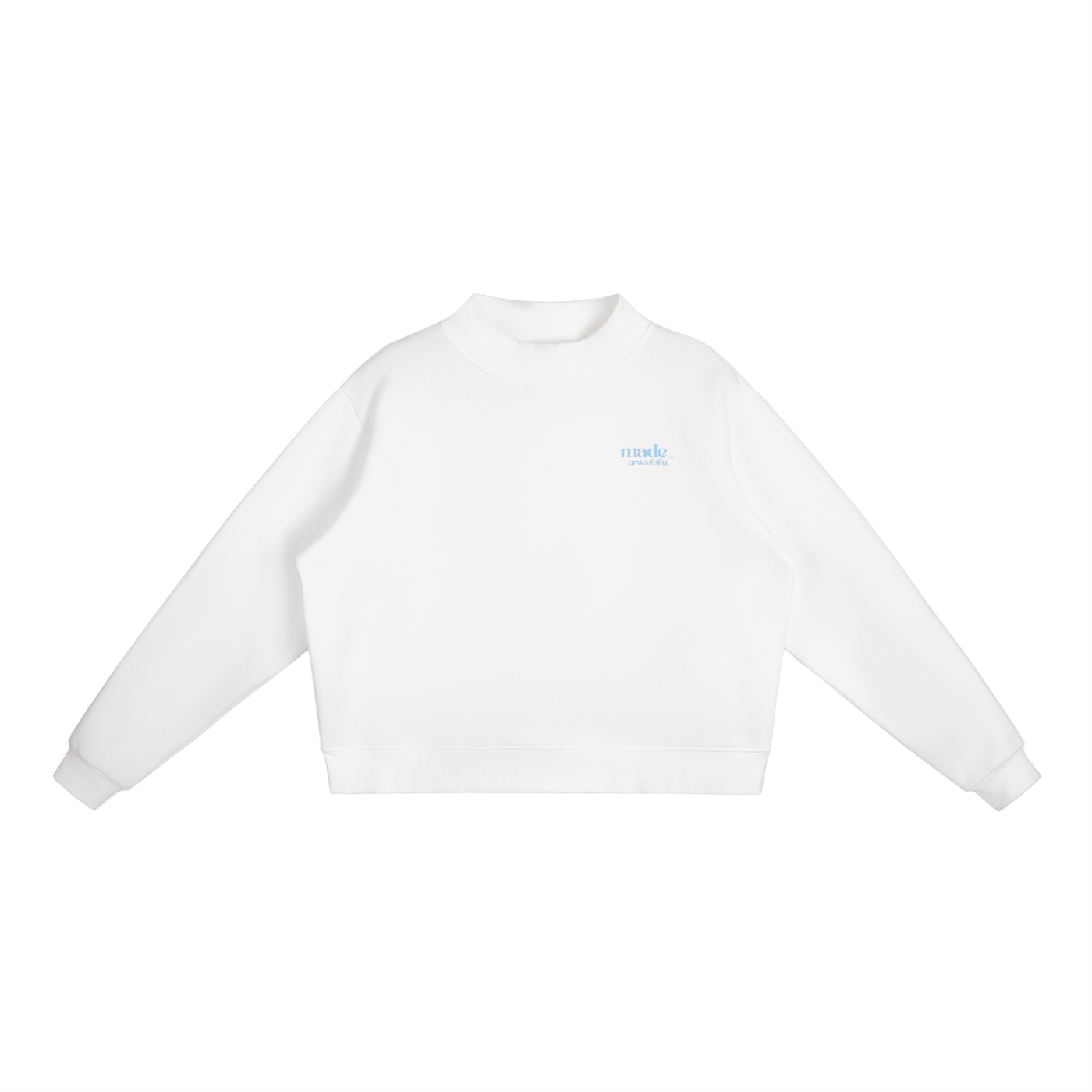 Blue Bikini Logo Essential Fleece Mock-Neck Crew Sweatshirt