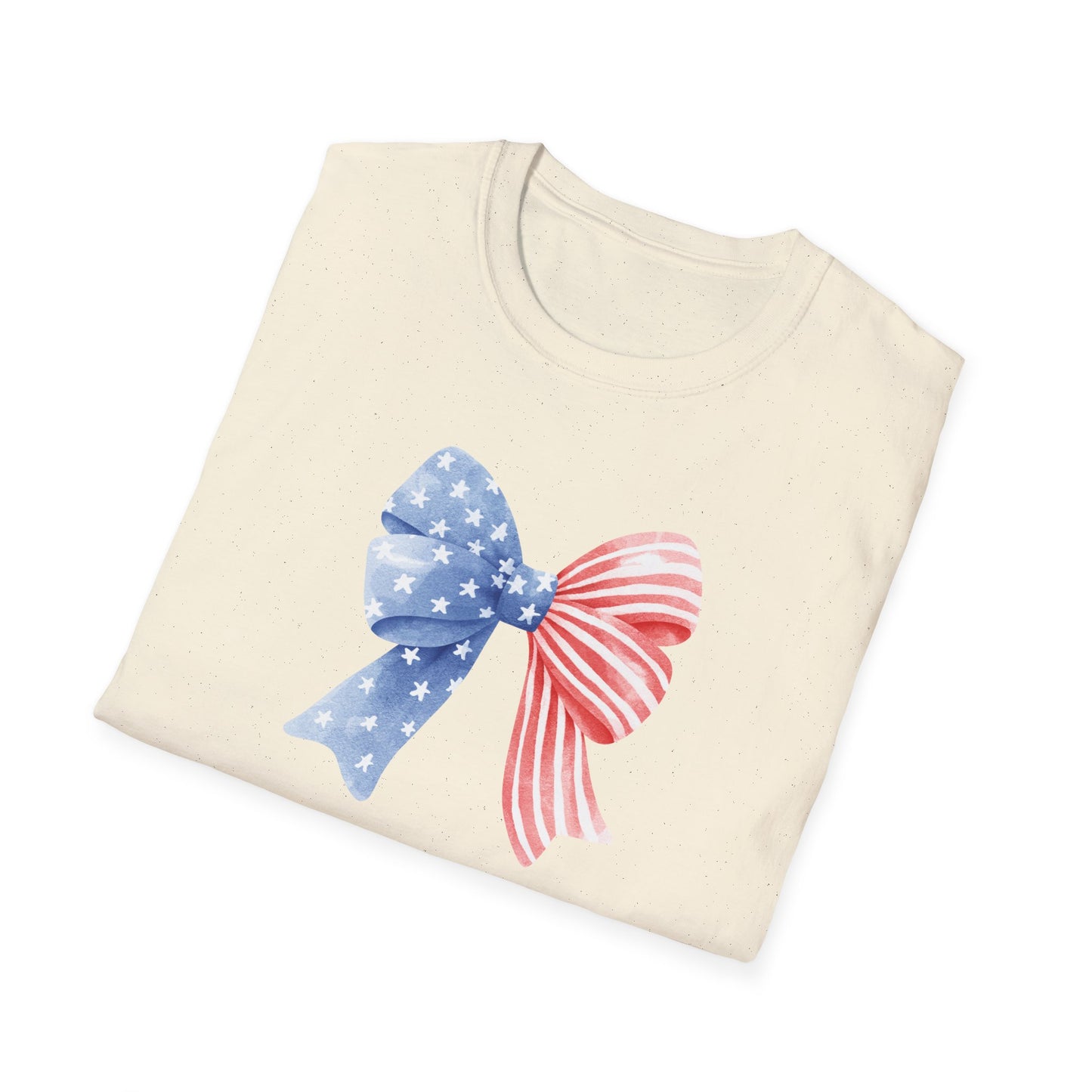 Patriotic USA Flag Bow T-Shirt — Red White Blue 4th of July Tee