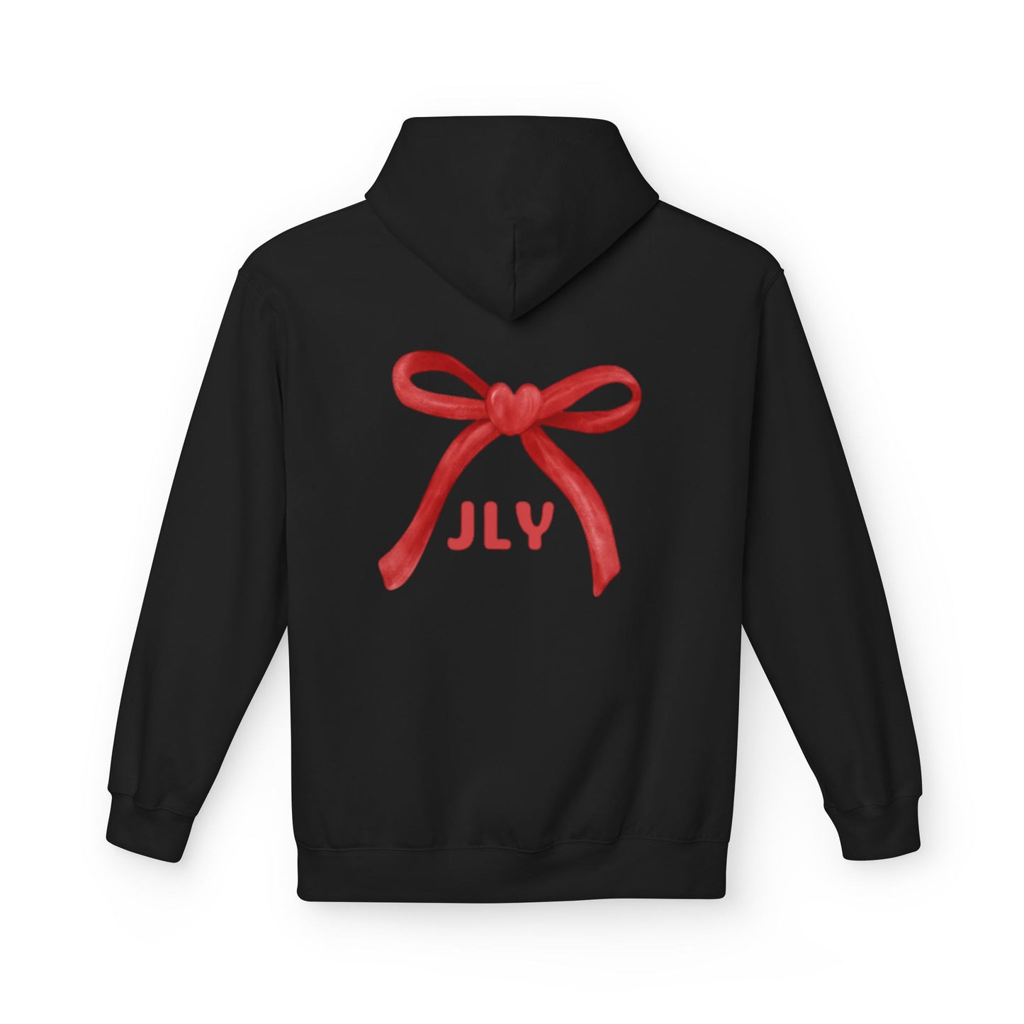 Chic Fleece Hoodie with JLY Bow Design - Perfect for Gift Giving, Cozy Casual Wear, Holiday Celebrations, Unisex Style, Everyday Comfort
