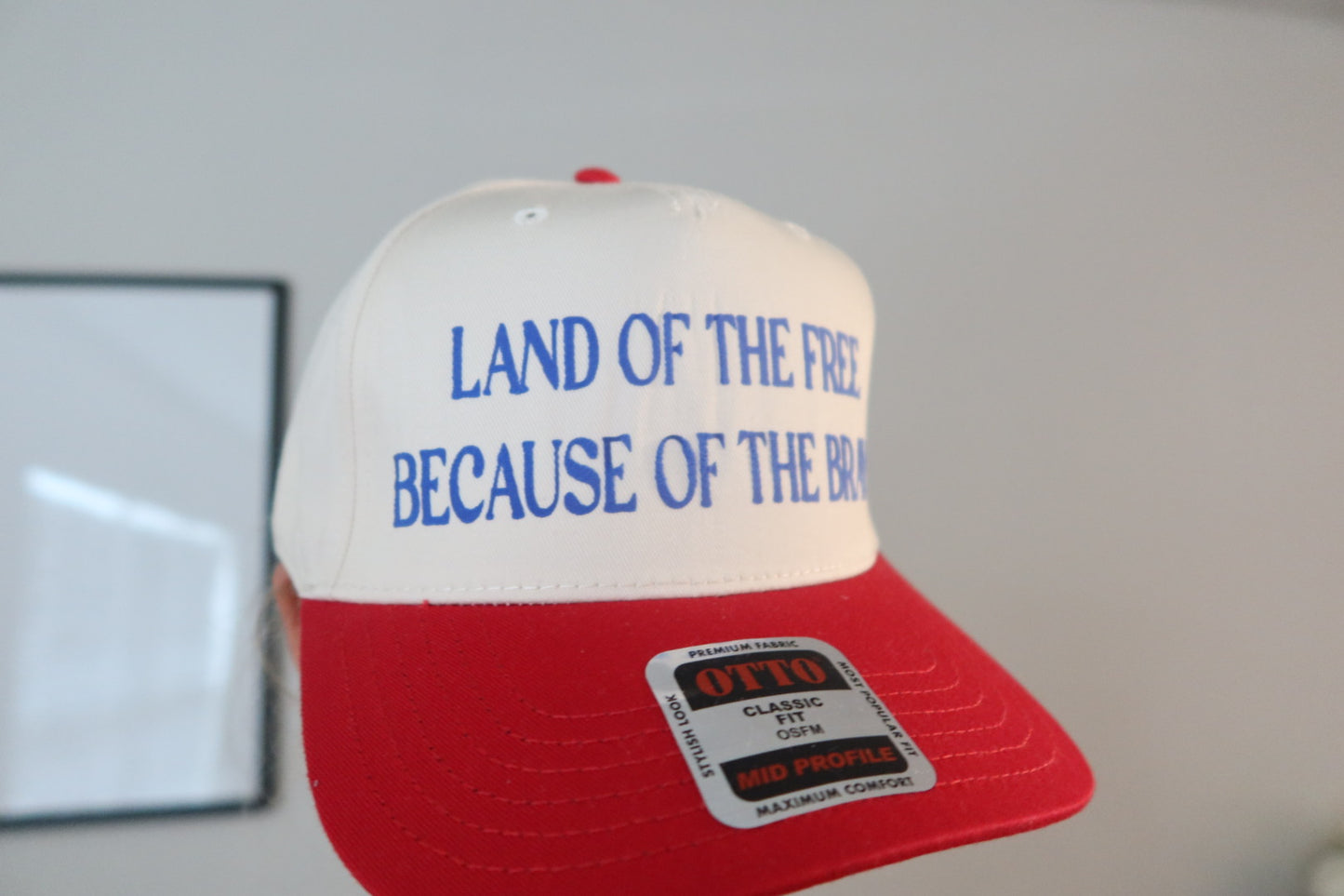 LAND OF THE FREE BECAUSE OF THE BRAVE-NATURAL AND RED HAT
