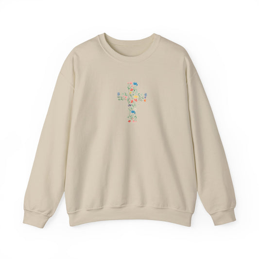 Floral Art Crewneck Sweatshirt, Cozy Unisex Sweatshirt, Floral Printed Jumper, Gift for Spring, Casual Throw-On Top, Everyday Wear