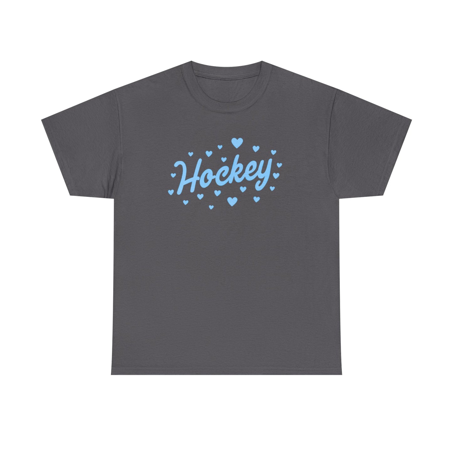 Hockey Heart Tee — Cute Light Blue Script Hockey Shirt