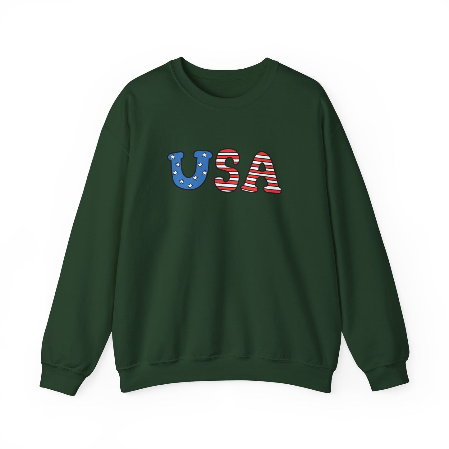 USA Flag Graphic Sweatshirt — Patriotic Crewneck