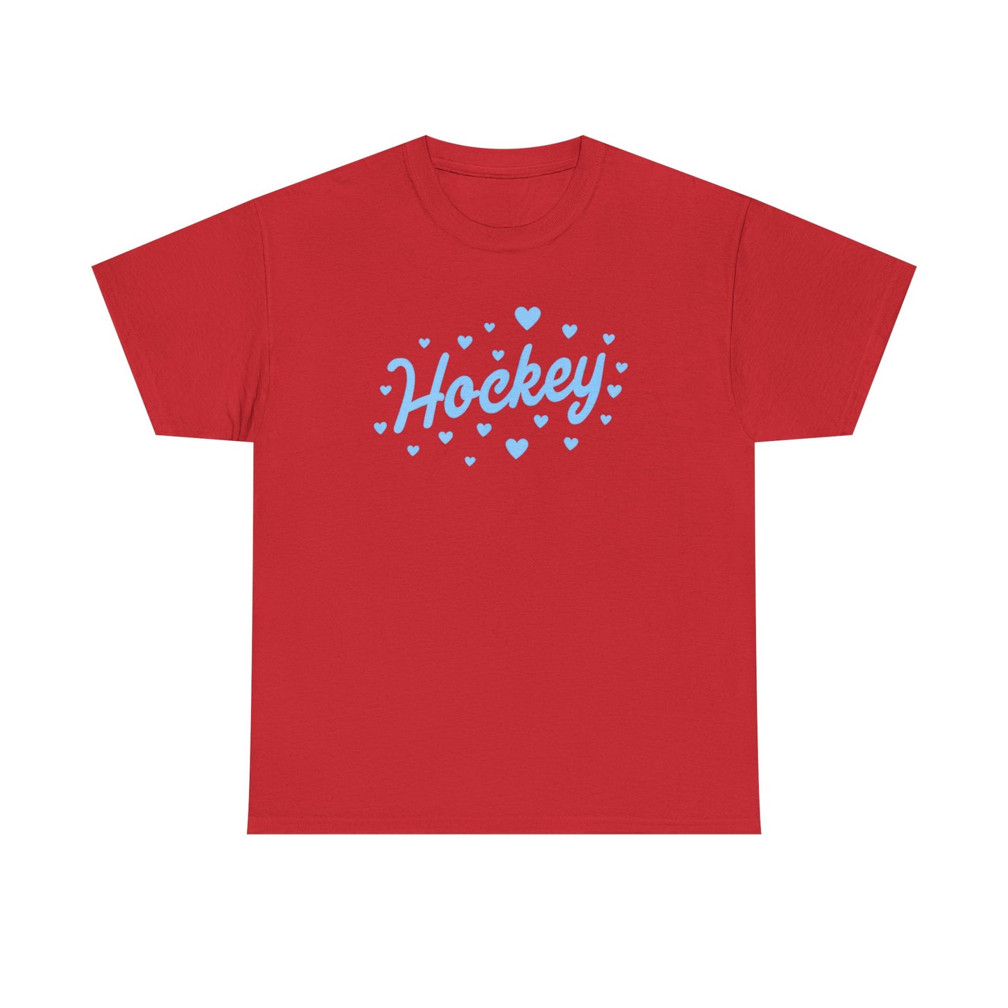 Hockey Heart Tee — Cute Light Blue Script Hockey Shirt