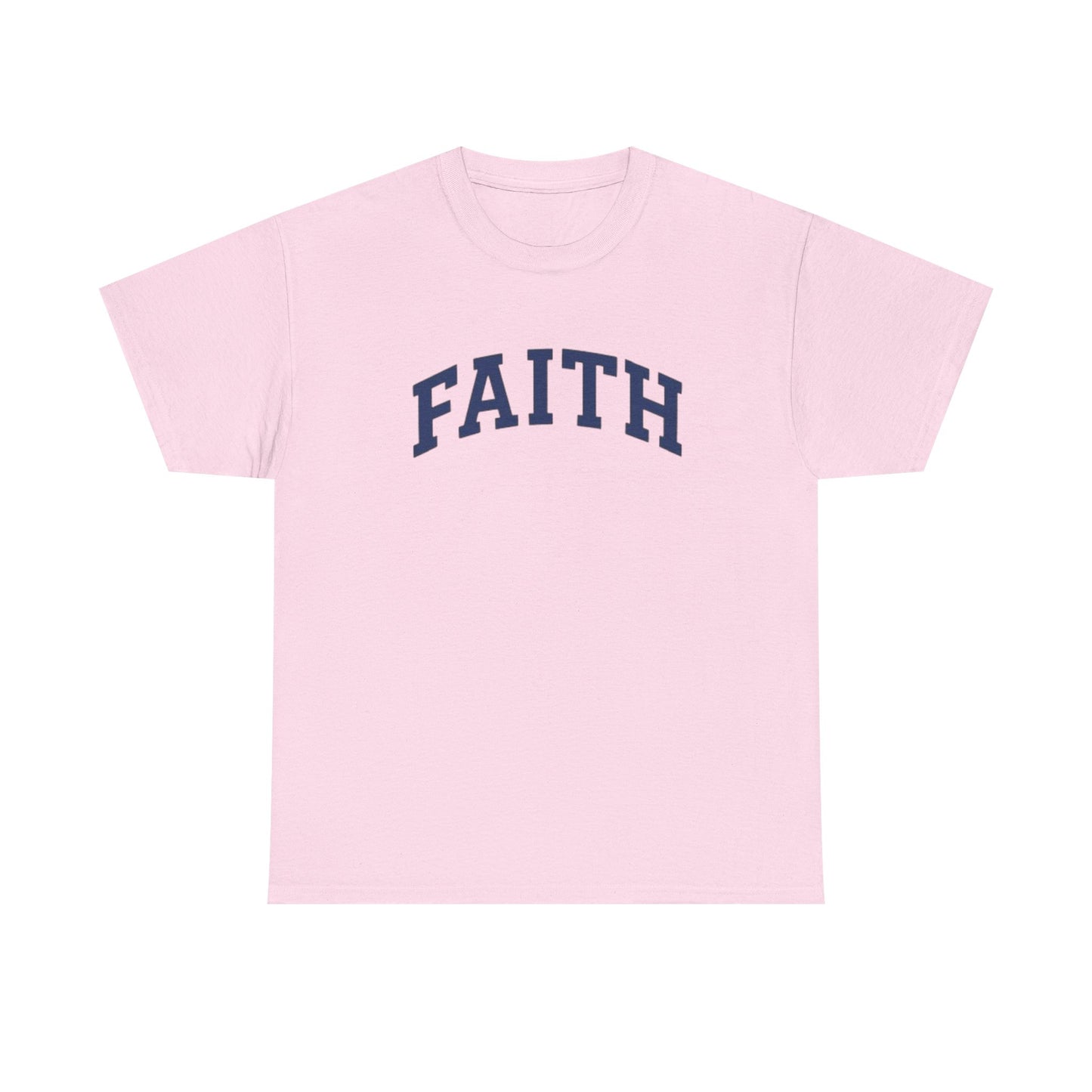 Faith Graphic Tee — Simple Navy Arch Lettering Christian T‑Shirt