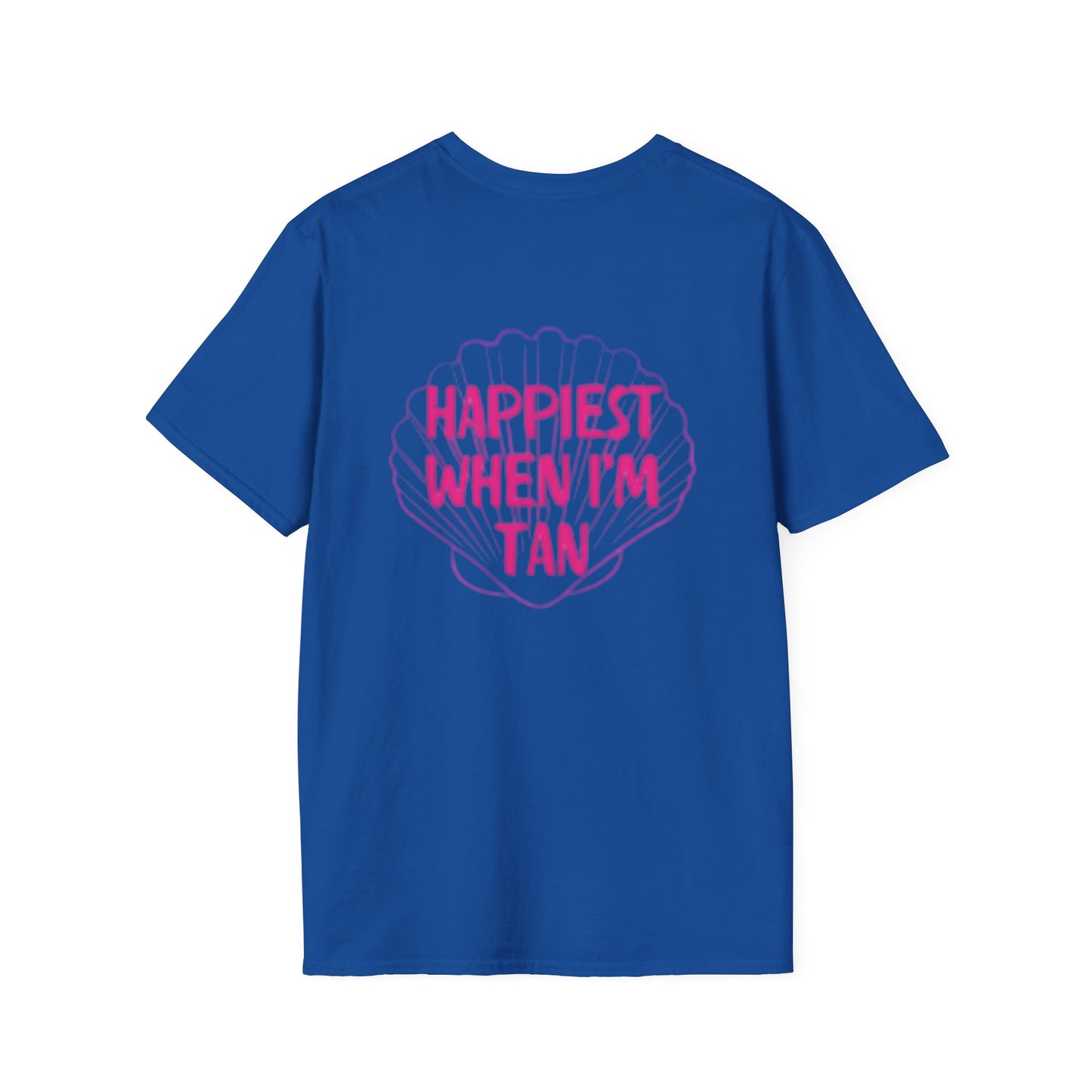 T-Shirt — "Happiest When I'm Tan" Pink Beach Tee