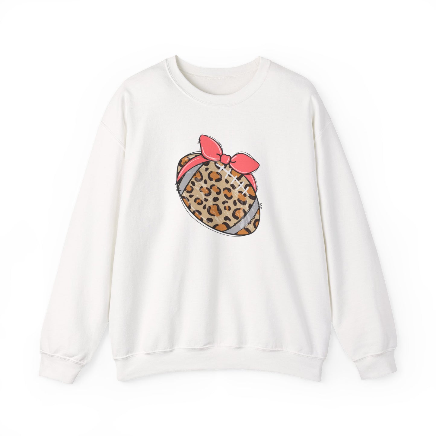 Leopard Print Football Sweatshirt with Pink Bandana — Cute Game Day Crewneck