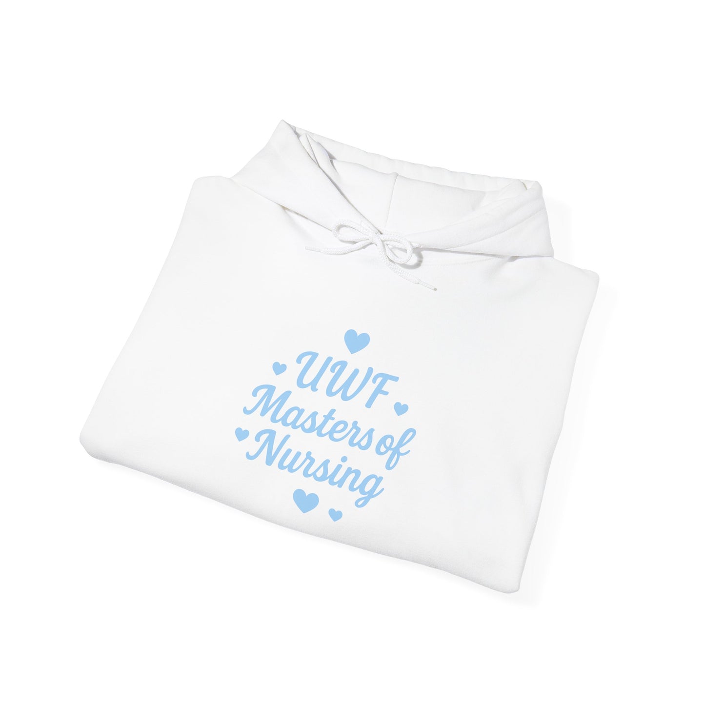 UWF Masters of Nursing Hoodie — Light Blue Heart Nursing School Sweatshirt