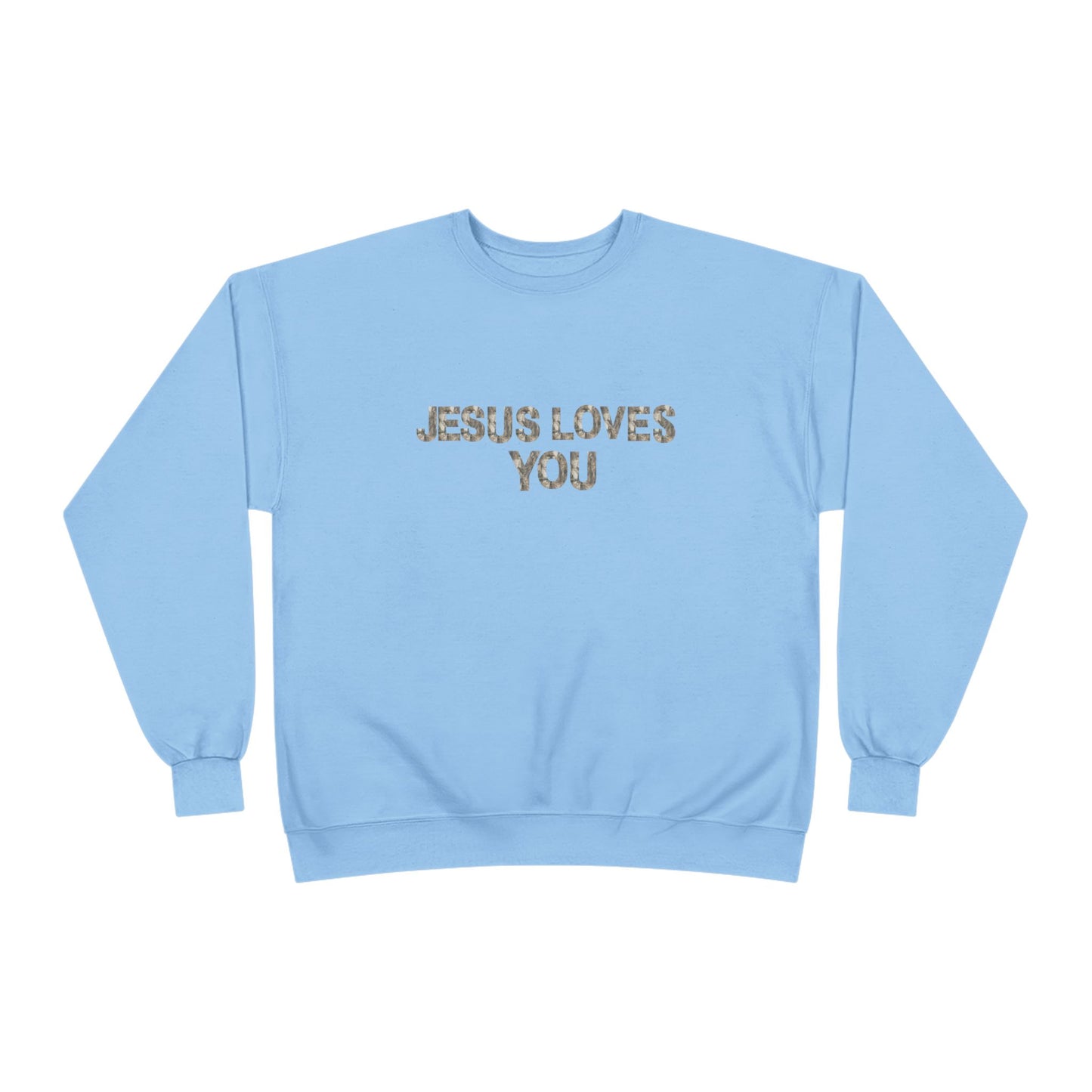 Unisex Eco-Friendly Crewneck Sweatshirt - "Jesus Loves You," Faith Apparel, Comfortable Gift, Religious Sweatshirt, Cozy Outfit