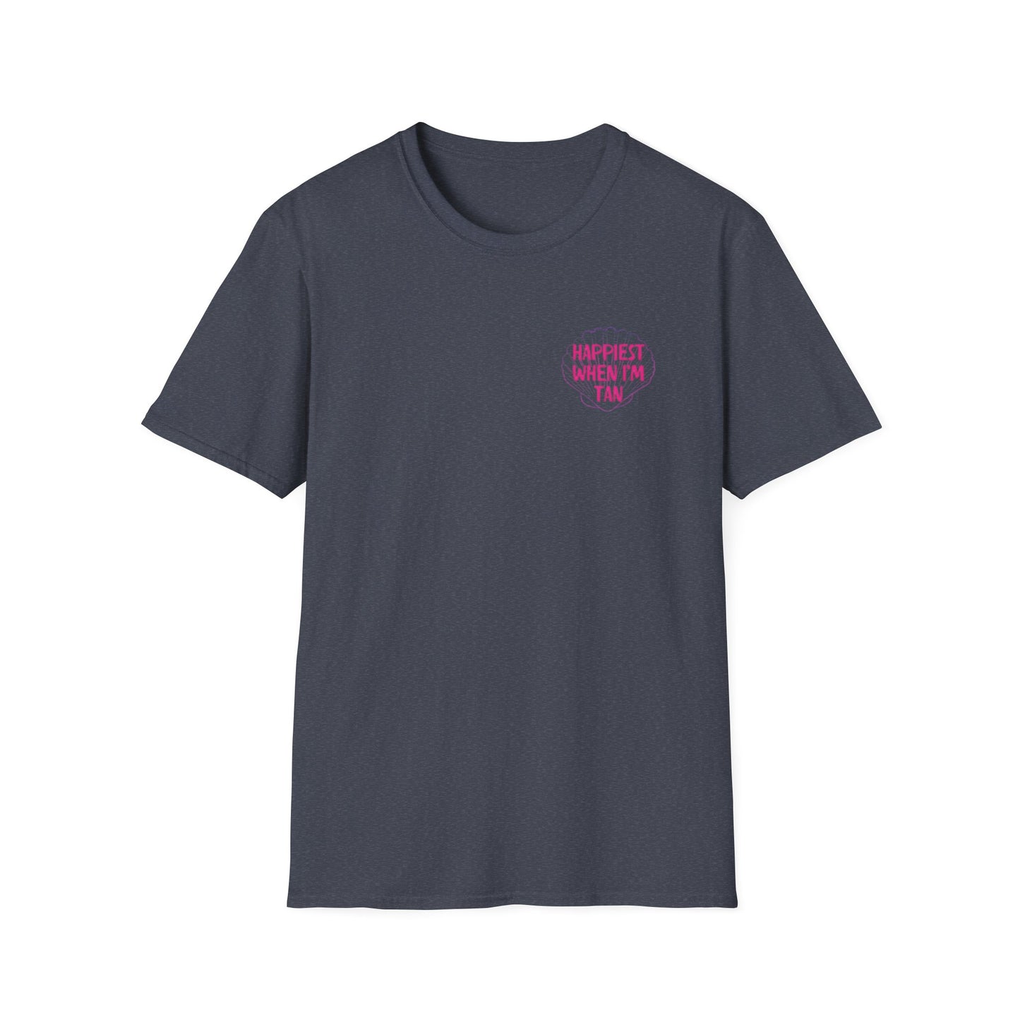 T-Shirt — "Happiest When I'm Tan" Pink Beach Tee