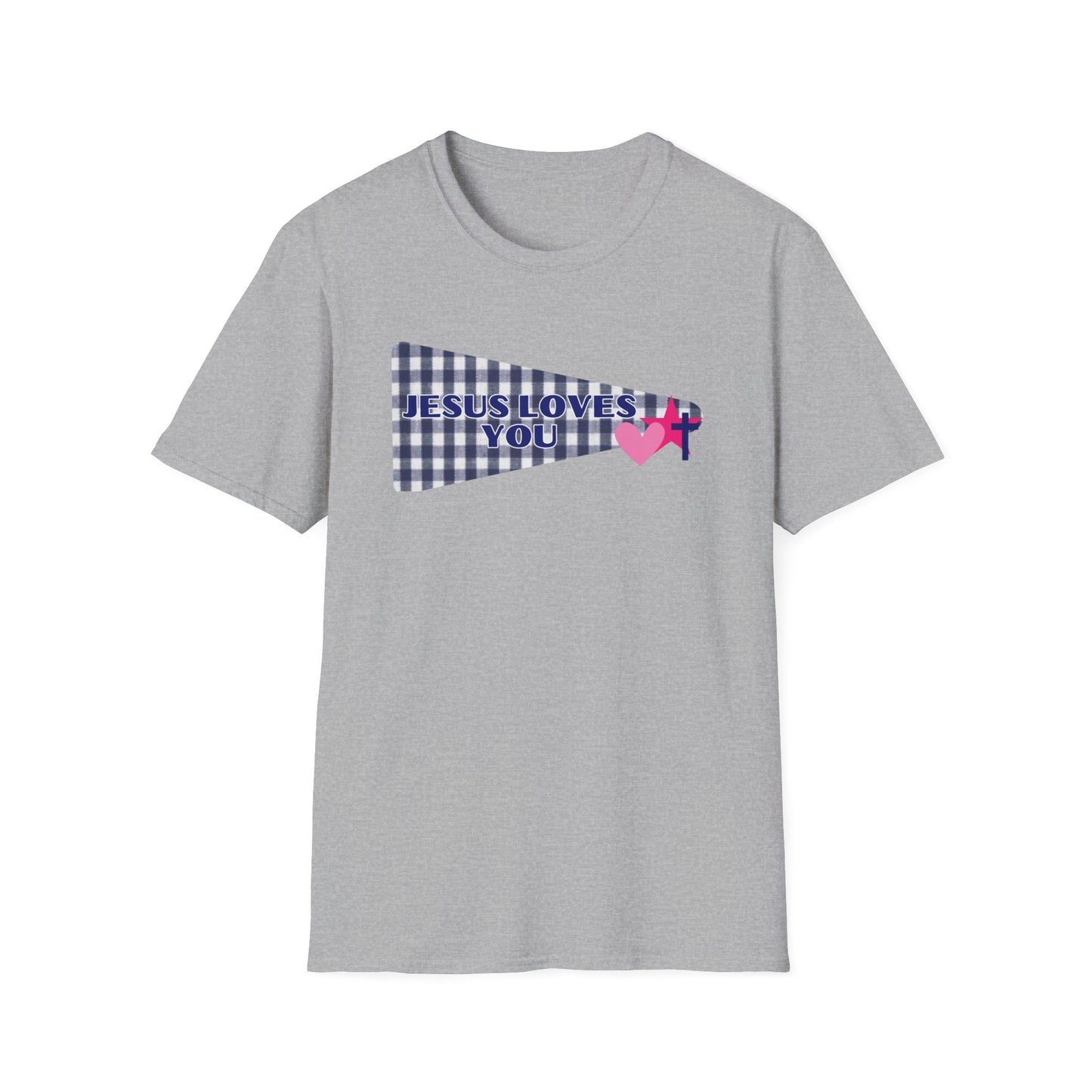 Jesus Loves You Pennant T-Shirt — Christian Faith Check Tee