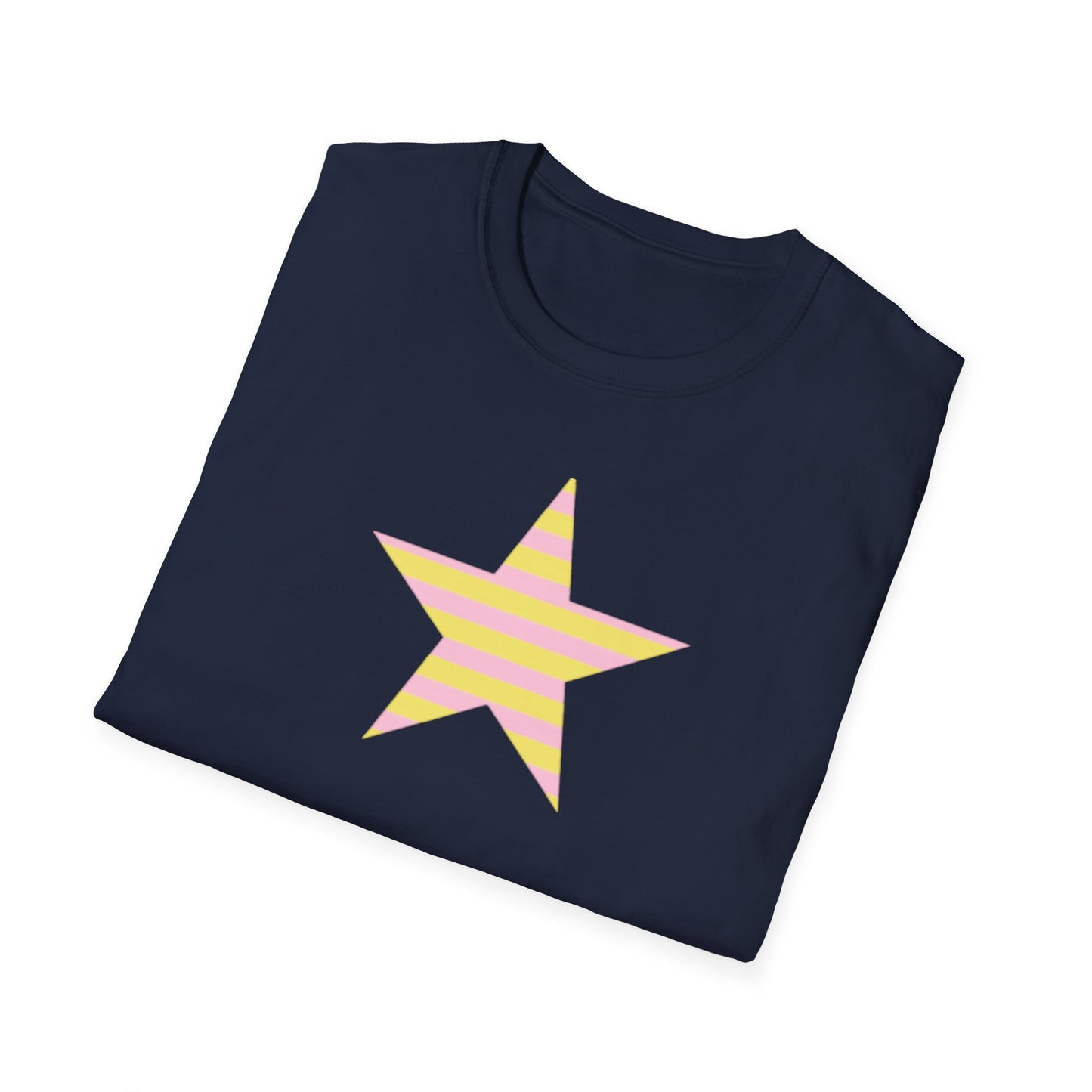 Star Stripe Tee — Pastel Pink & Yellow Graphic T-Shirt