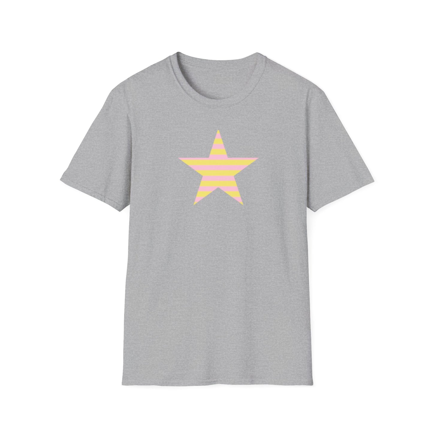 Star Stripe Tee — Pastel Pink & Yellow Graphic T-Shirt