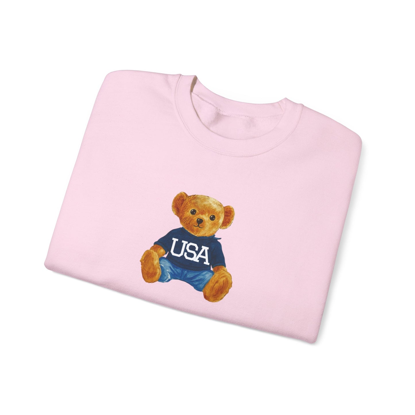 USA Teddy Bear Crewneck Sweatshirt — Cute Patriotic Bear Pullover