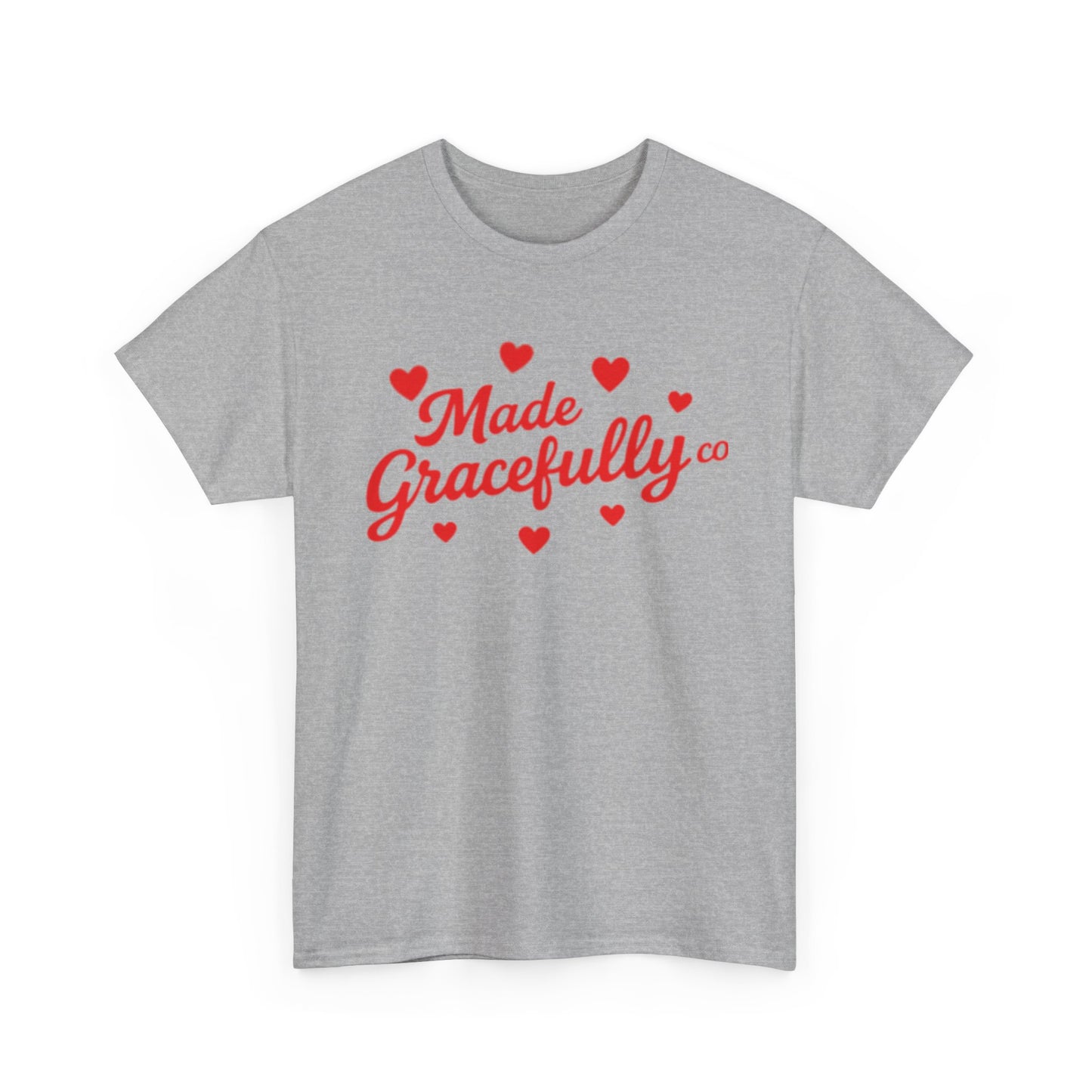 Made Gracefully Tee — Feminine Heart Script Graphic T-Shirt