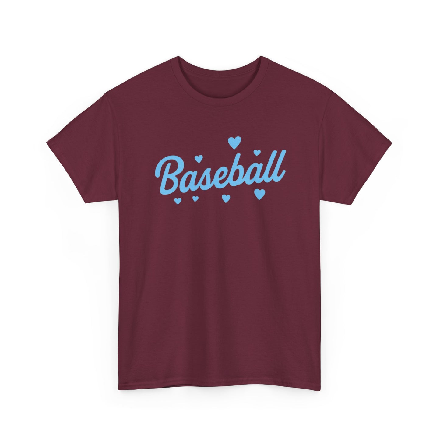 Baseball Heart Tee — Cute Script Baseball Shirt for Fans & Players