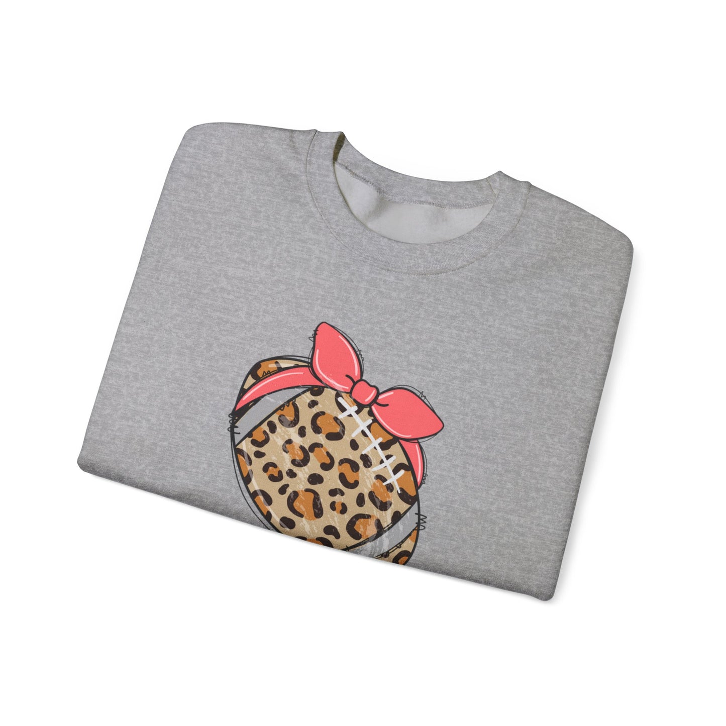 Leopard Print Football Sweatshirt with Pink Bandana — Cute Game Day Crewneck