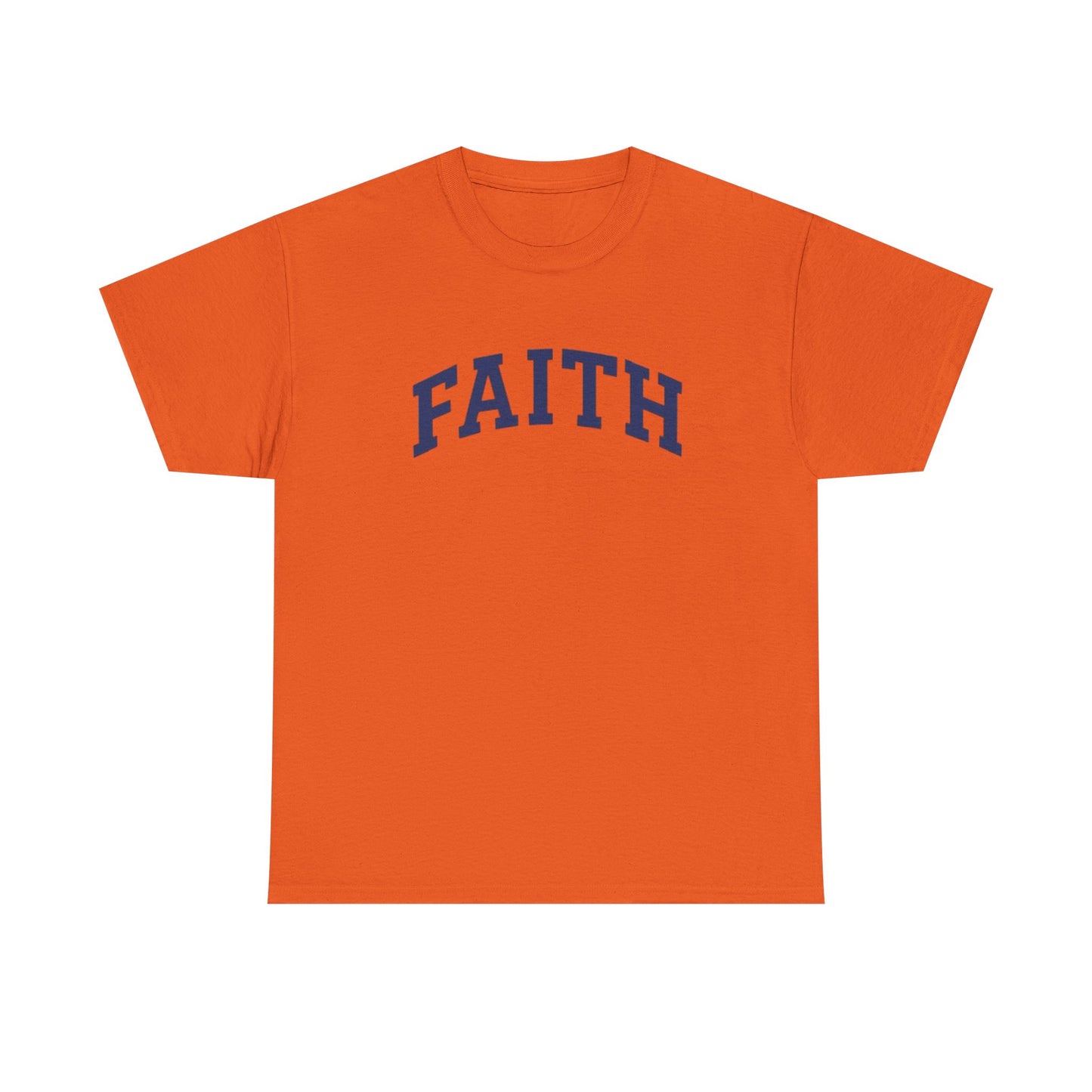 Faith Graphic Tee — Simple Navy Arch Lettering Christian T‑Shirt