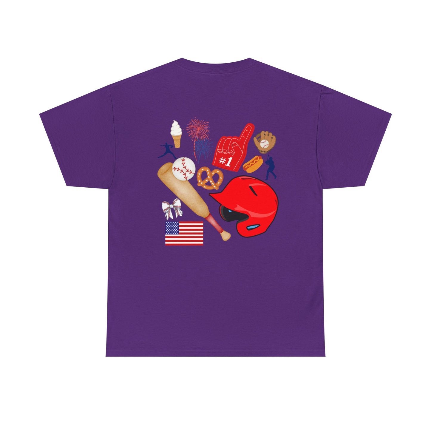 Baseball Heart Patchwork Tee – Patriotic Baseball Gear T‑Shirt