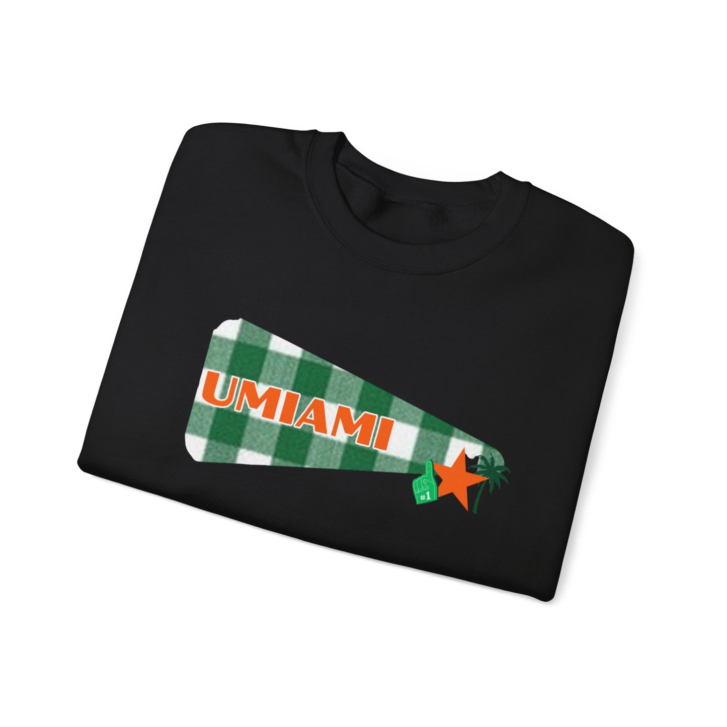 University Pennant Crewneck Sweatshirt – "UMIAMI" Green Plaid Vintage Pennant Design