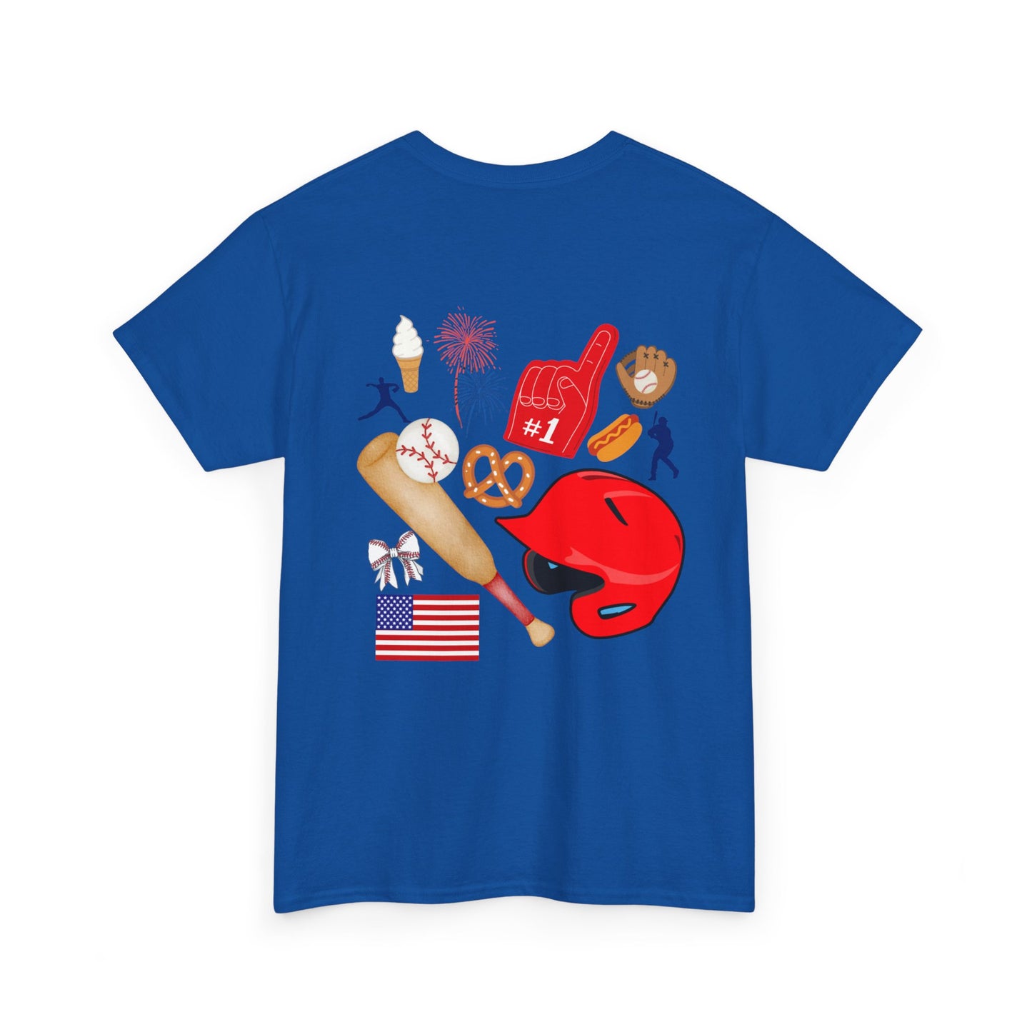 Baseball Heart Patchwork Tee – Patriotic Baseball Gear T‑Shirt