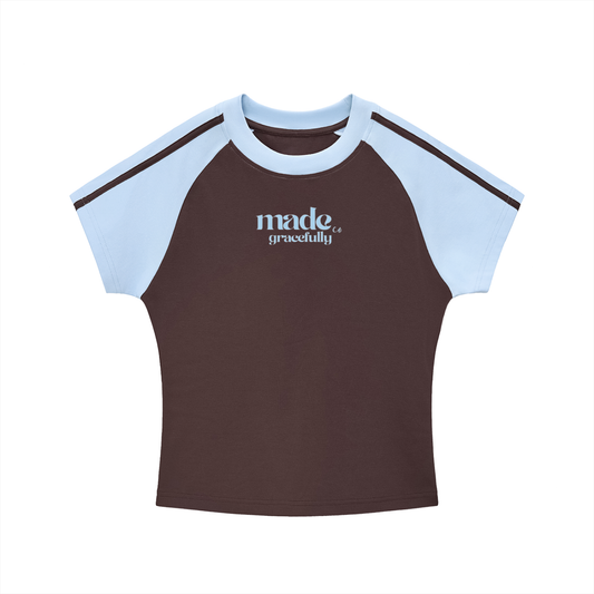 Logo Contrast Stripes Bodycon Raglan  Sleeve T-Shirt