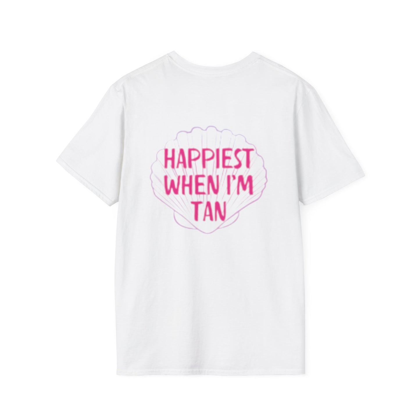 T-Shirt — "Happiest When I'm Tan" Pink Beach Tee