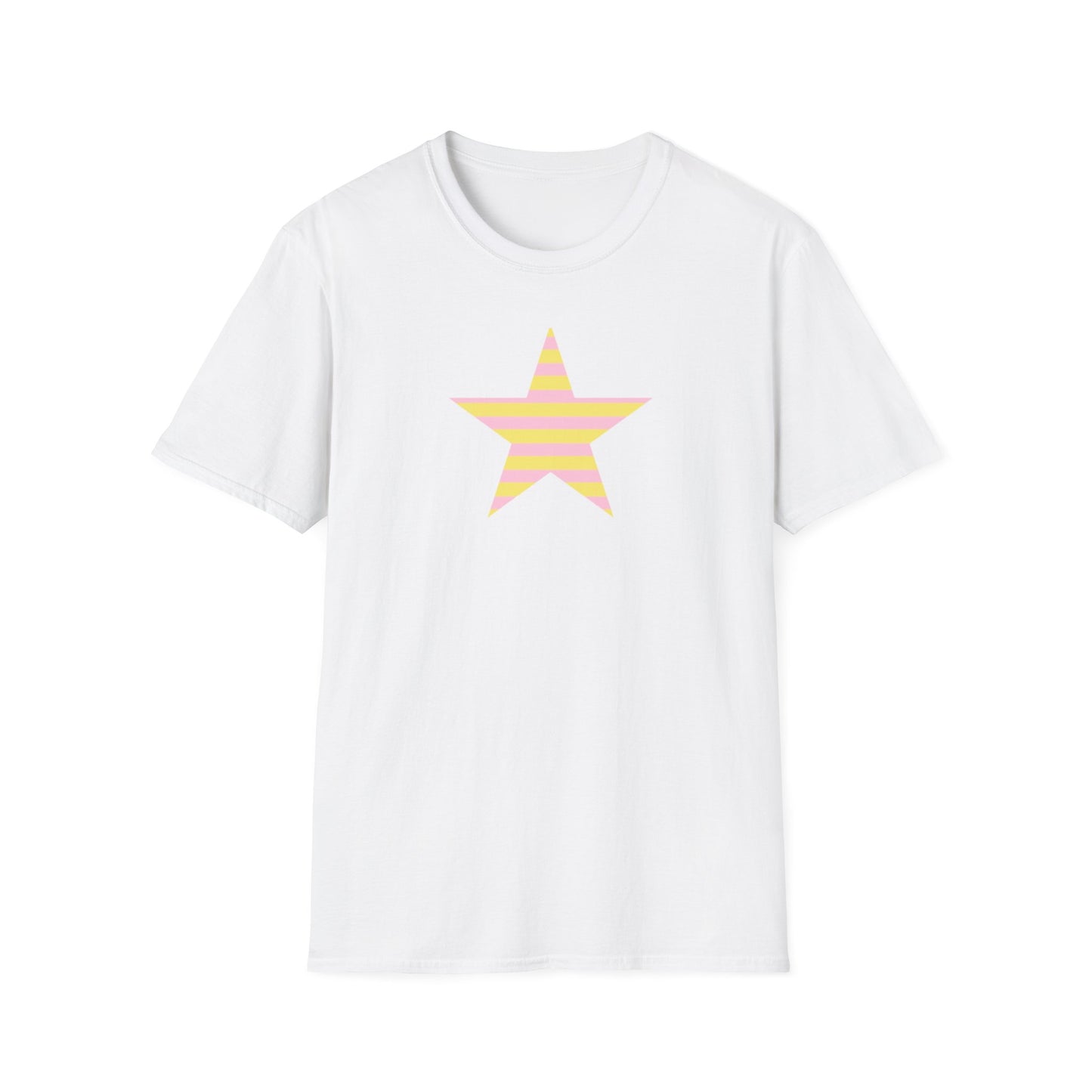 Star Stripe Tee — Pastel Pink & Yellow Graphic T-Shirt
