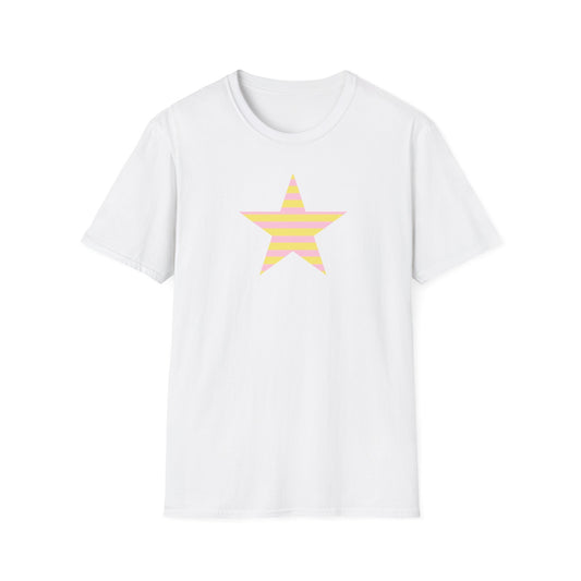 Star Stripe Tee — Pastel Pink & Yellow Graphic T-Shirt