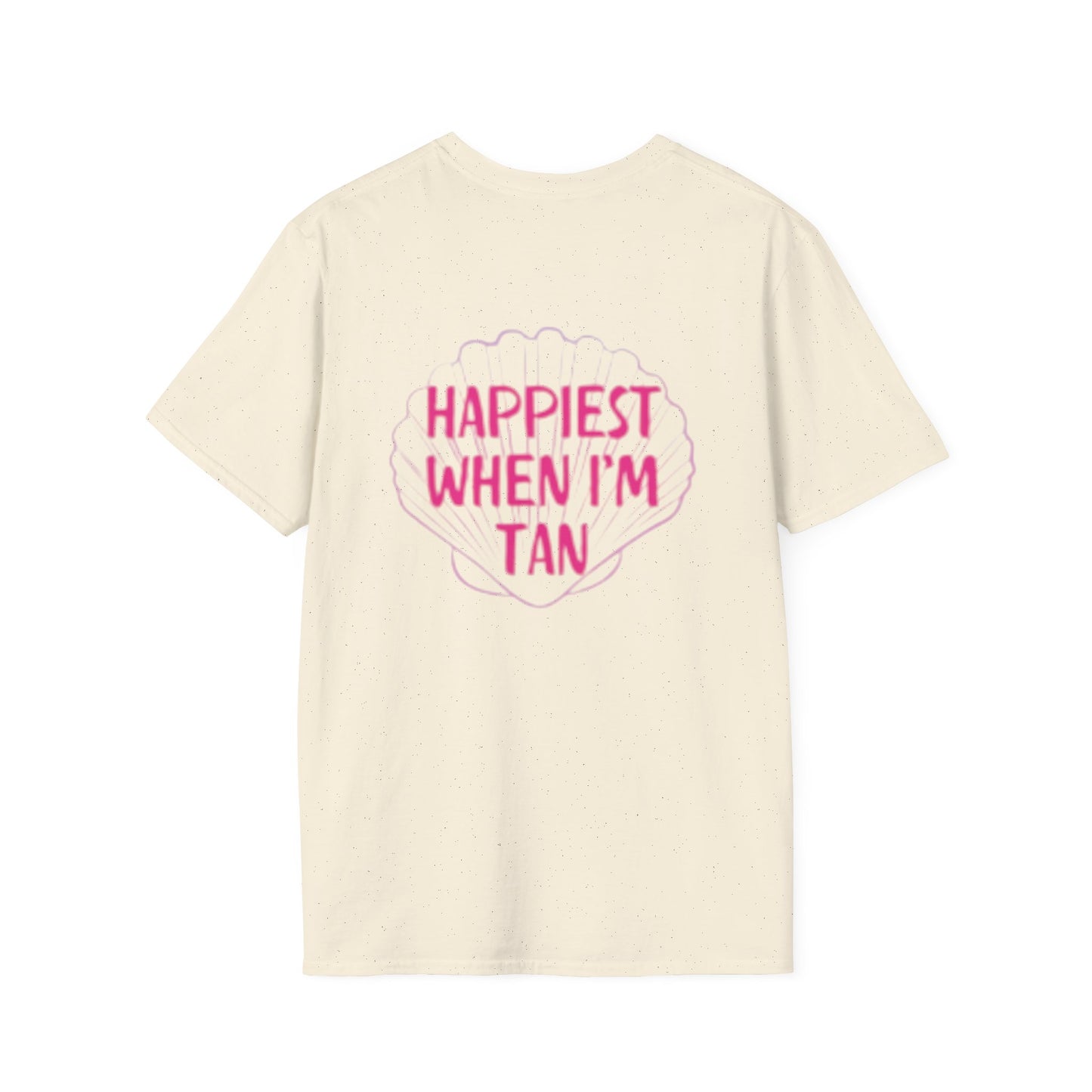 T-Shirt — "Happiest When I'm Tan" Pink Beach Tee