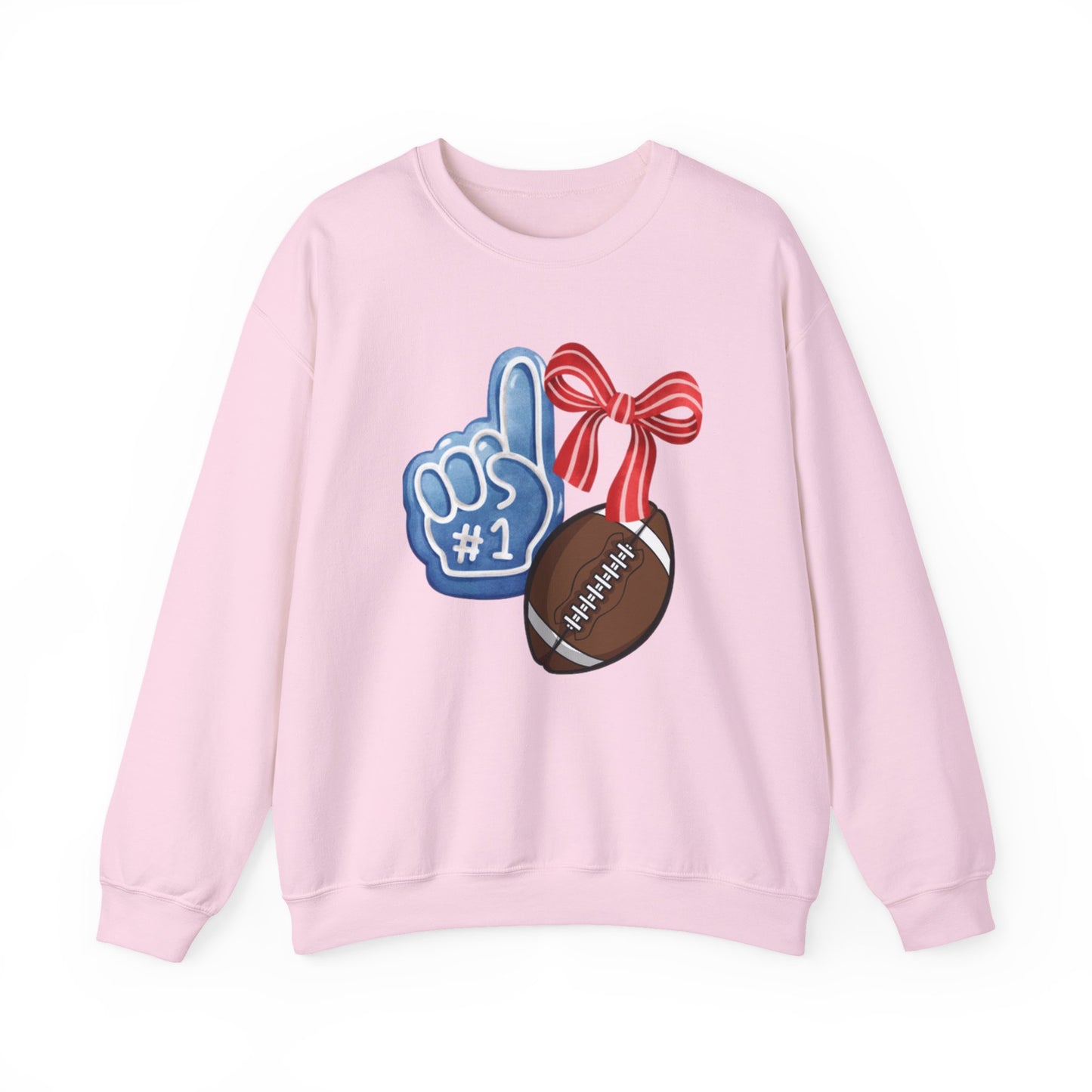 Football Fan #1 Crewneck Sweatshirt — Foam Finger & Football Gift