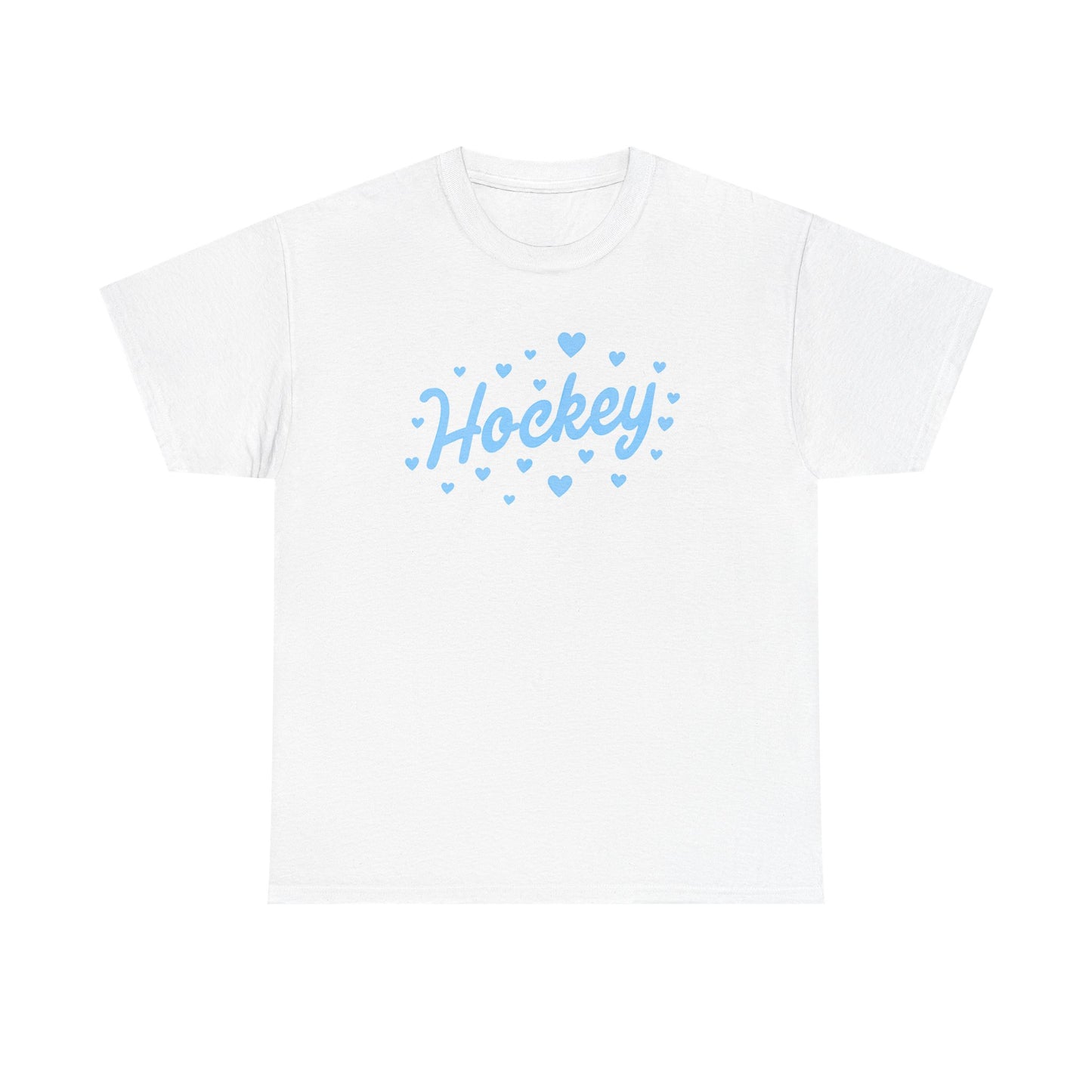 Hockey Heart Tee — Cute Light Blue Script Hockey Shirt