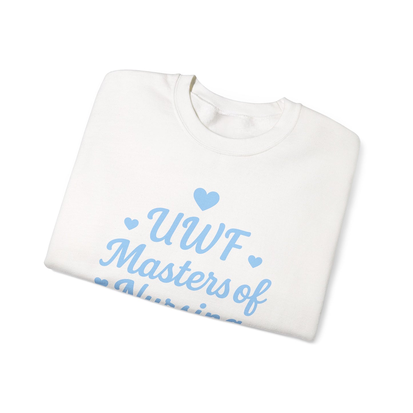 UWF Masters of Nursing Crew neck — Light Blue Heart Nursing School Sweatshirt