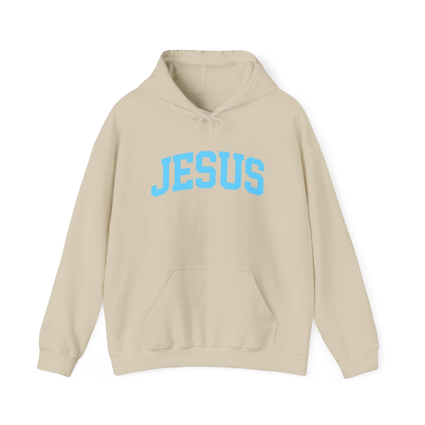 Jesus Hoodie - Blue Lettering Christian Faith Pullover