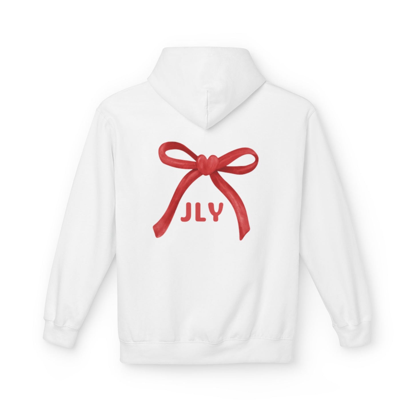 Chic Fleece Hoodie with JLY Bow Design - Perfect for Gift Giving, Cozy Casual Wear, Holiday Celebrations, Unisex Style, Everyday Comfort