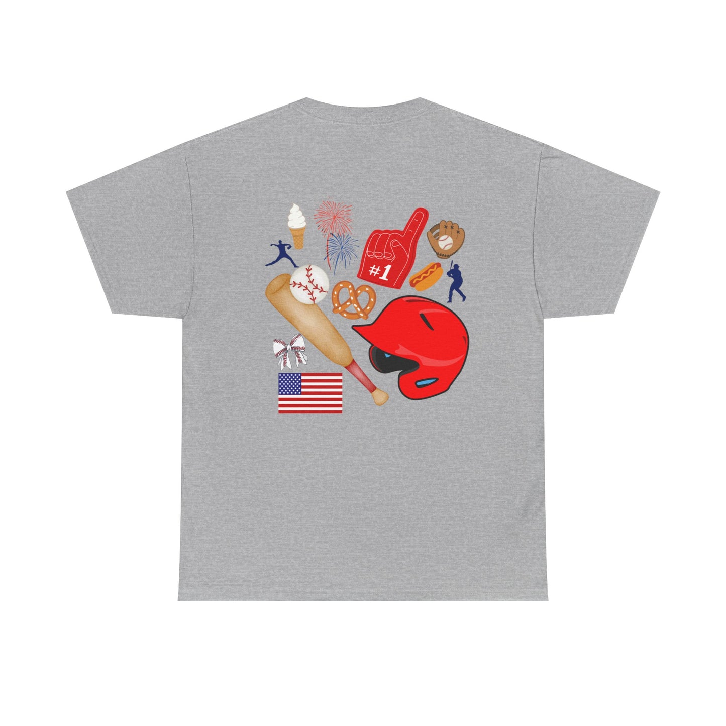 Baseball Heart Patchwork Tee – Patriotic Baseball Gear T‑Shirt