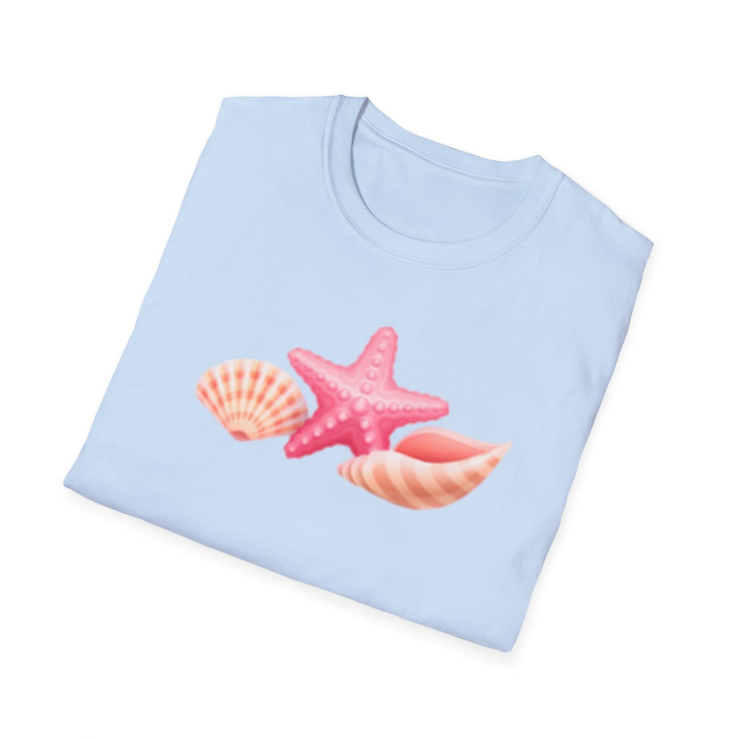 Seashell & Starfish Beach T-Shirt — Pink Coastal Summer Tee
