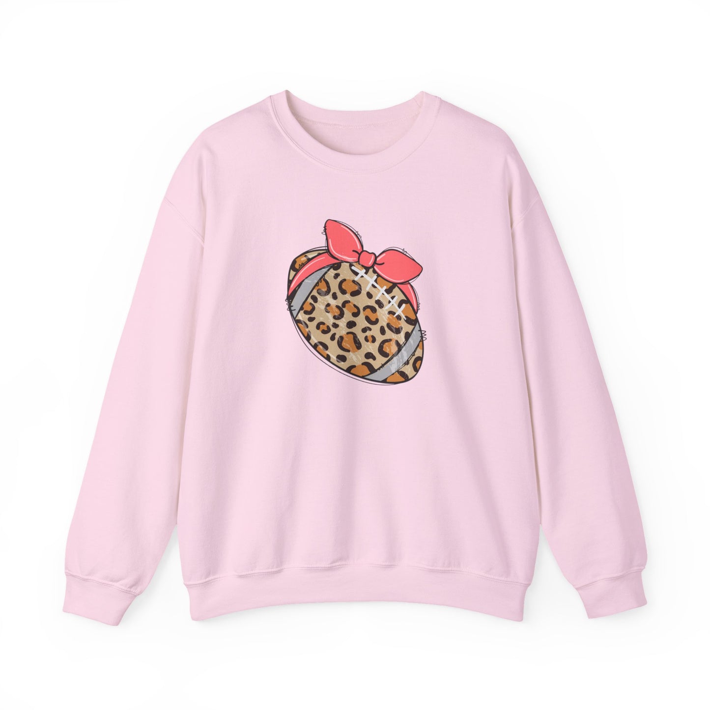 Leopard Print Football Sweatshirt with Pink Bandana — Cute Game Day Crewneck