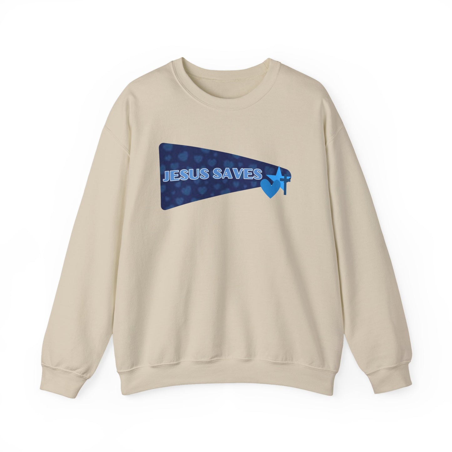 Jesus Saves Crewneck Sweatshirt — Christian Faith Graphic Pullover