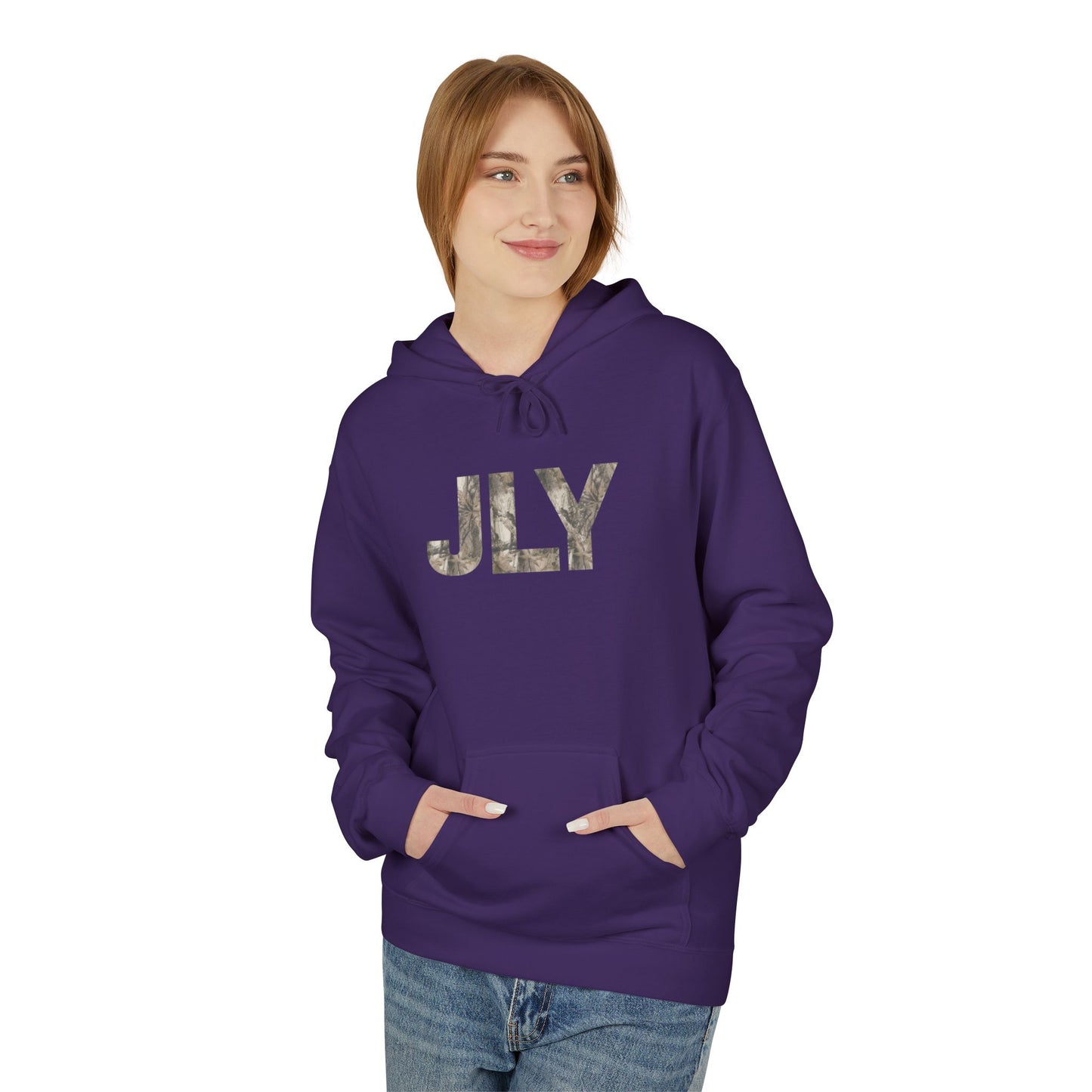 JLY Camouflage Fleece Hoodie, Cozy Unisex Hoodie, Seasonal Style, Gift for Him or Her, Casual Wear, Perfect for Fall