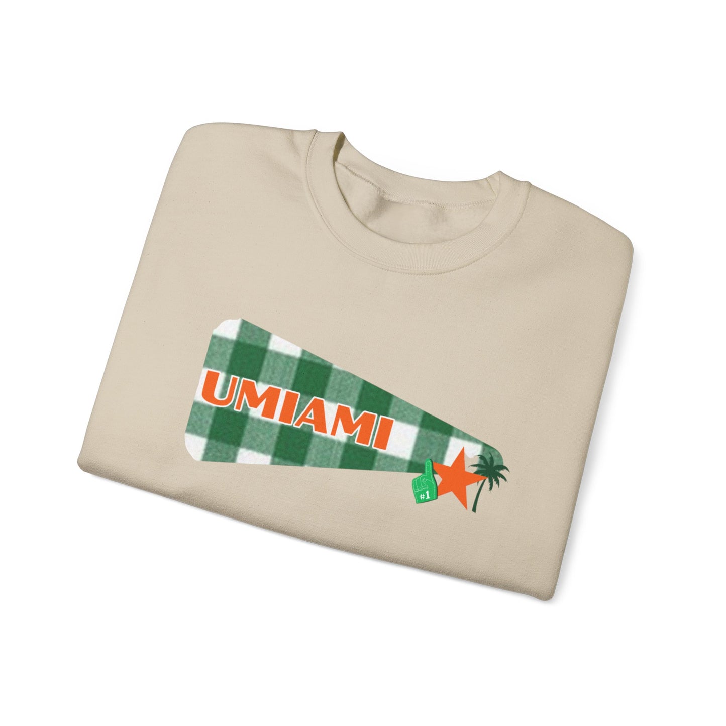 University Pennant Crewneck Sweatshirt – "UMIAMI" Green Plaid Vintage Pennant Design