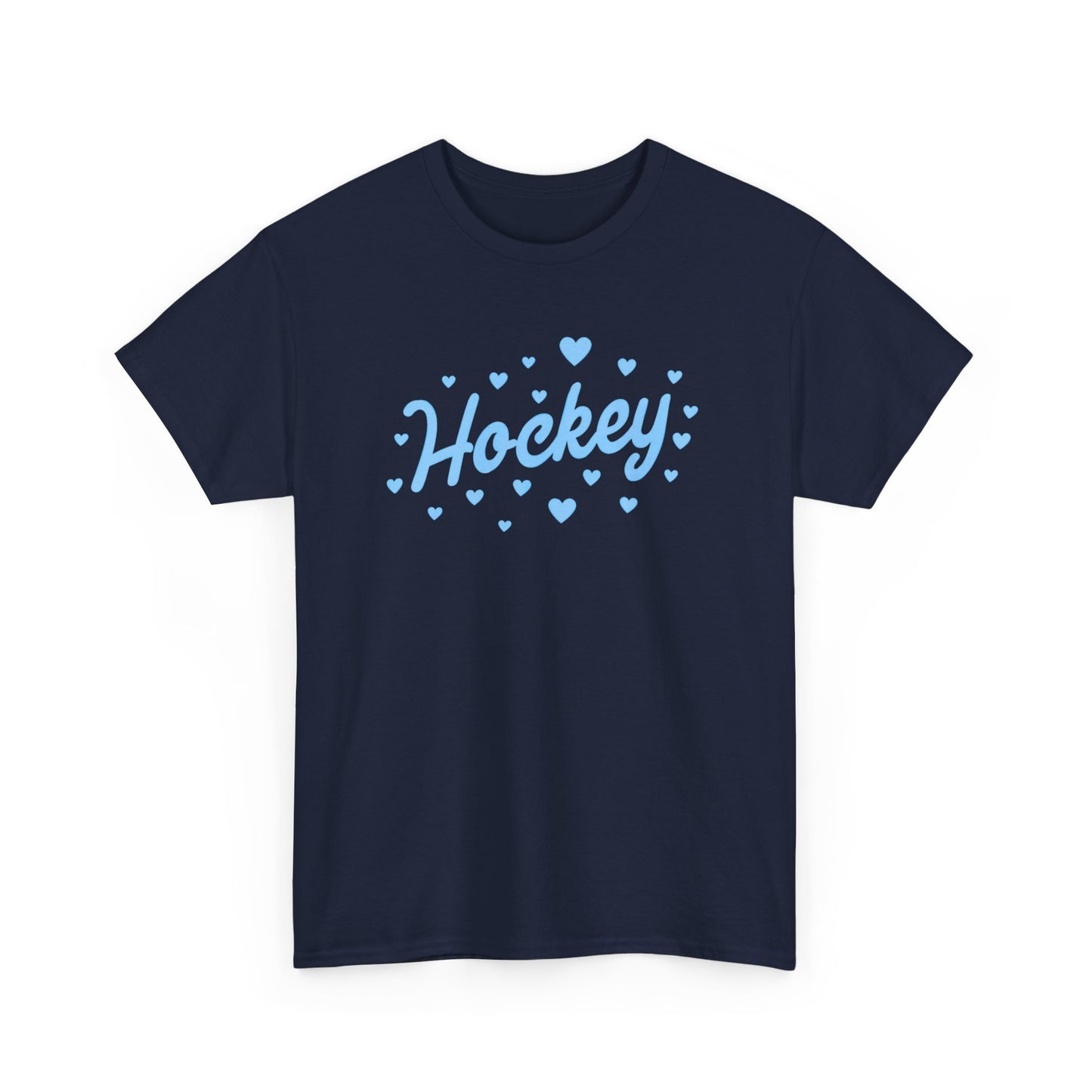 Hockey Heart Tee — Cute Light Blue Script Hockey Shirt