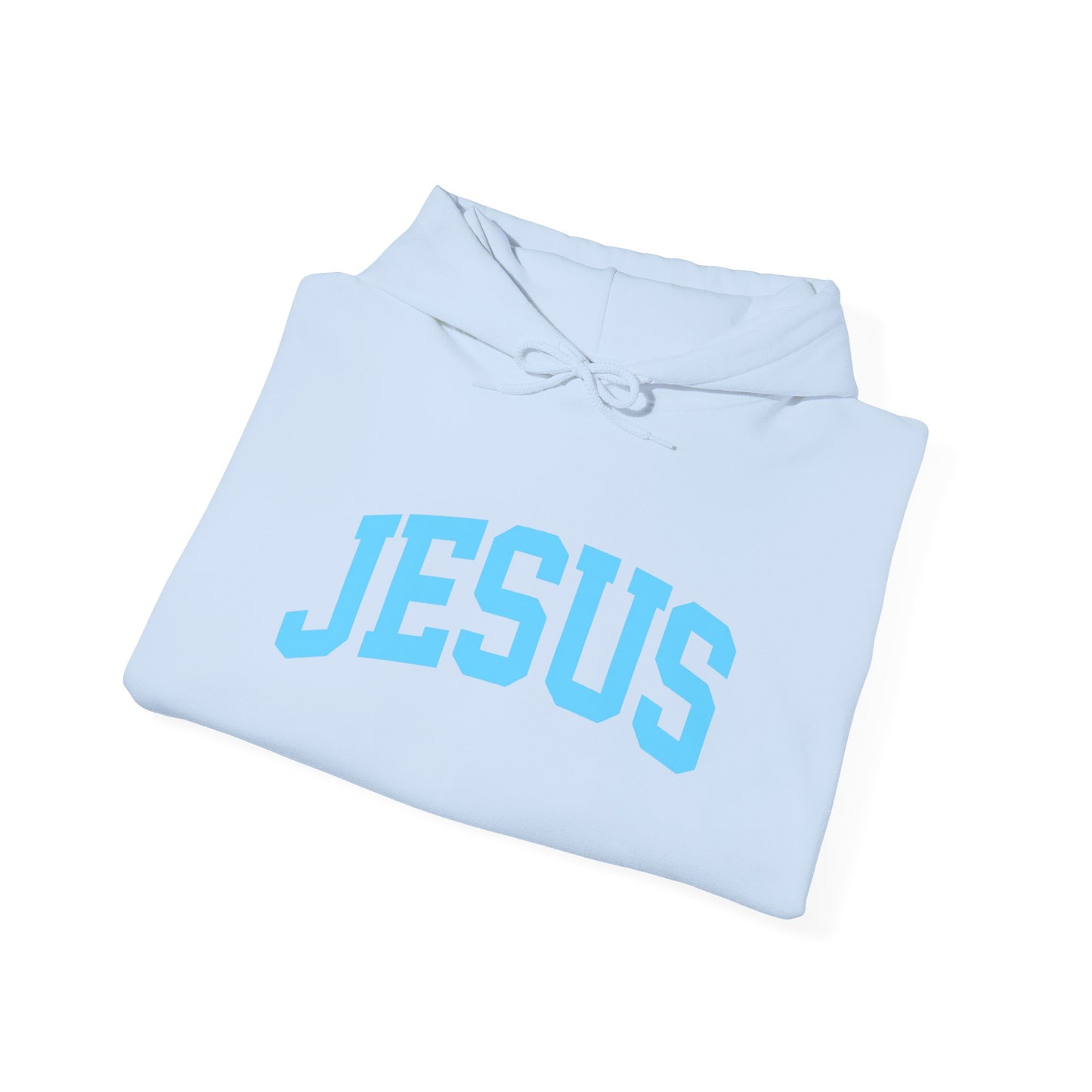 Jesus Hoodie - Blue Lettering Christian Faith Pullover