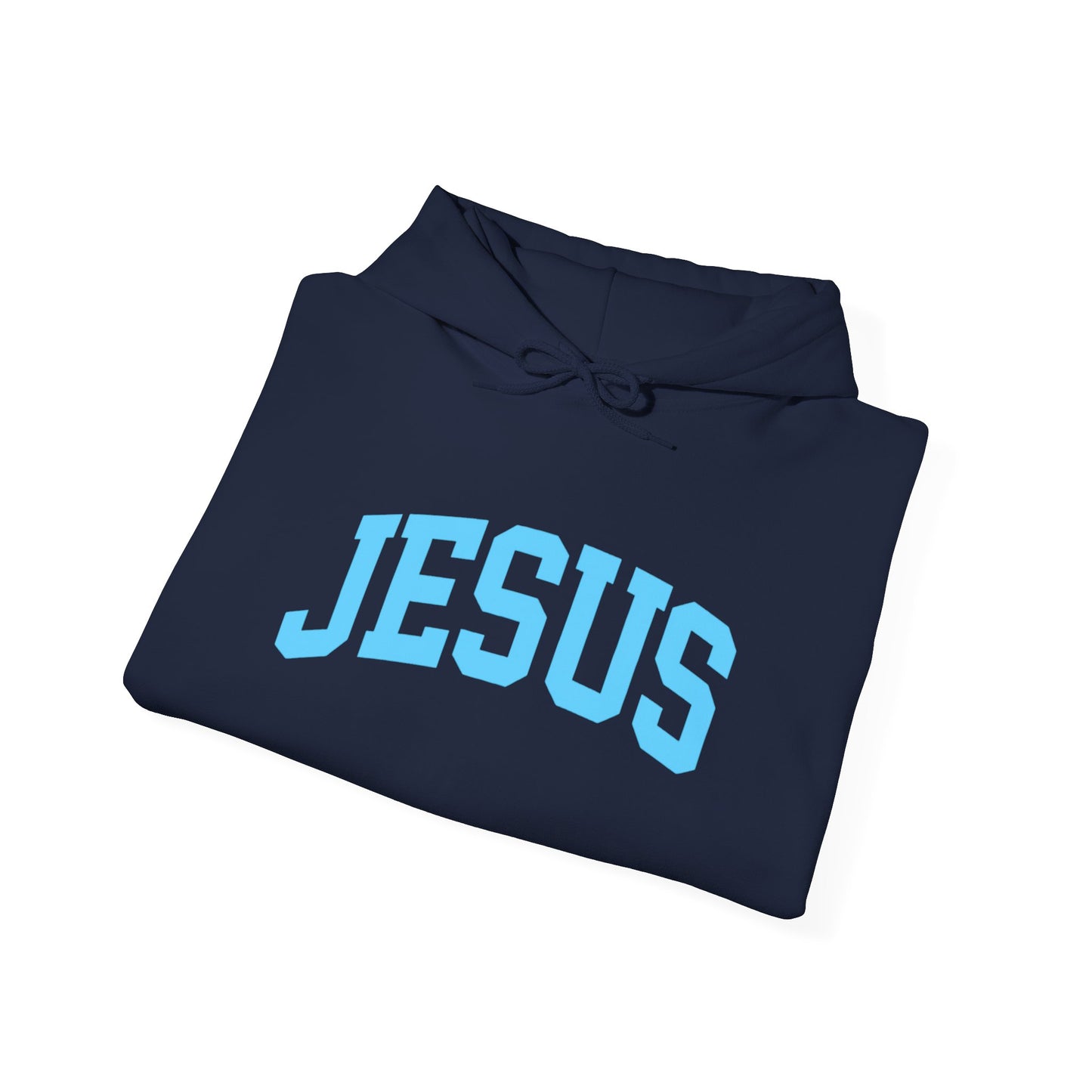 Jesus Hoodie - Blue Lettering Christian Faith Pullover