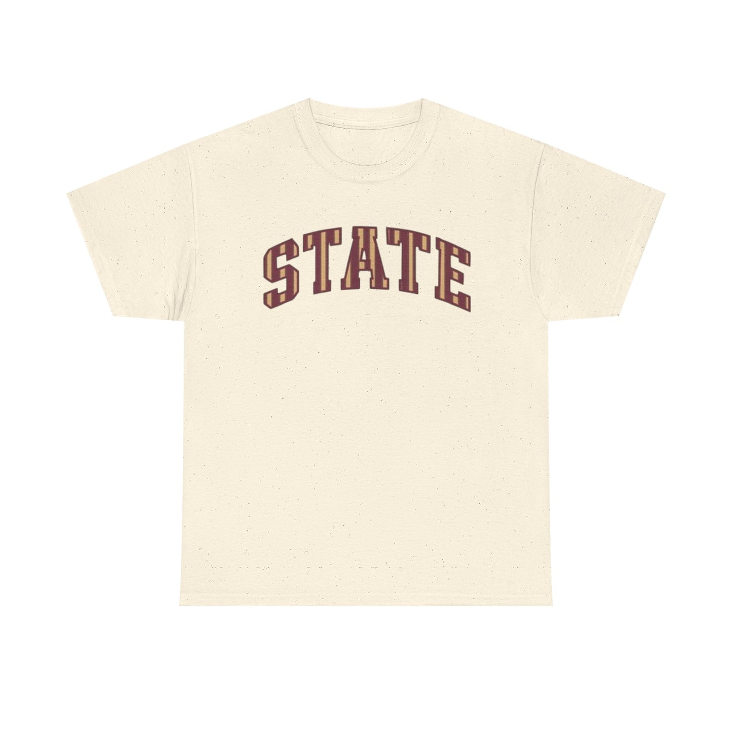 STATE Retro College Tee – Vintage Letterman Arched Logo T-Shirt