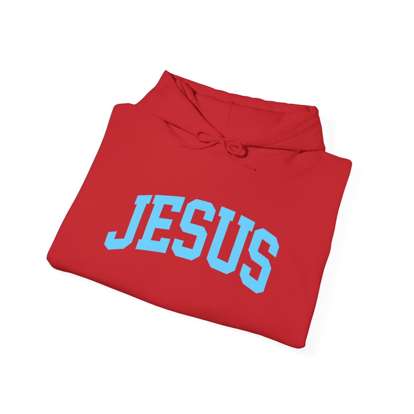 Jesus Hoodie - Blue Lettering Christian Faith Pullover