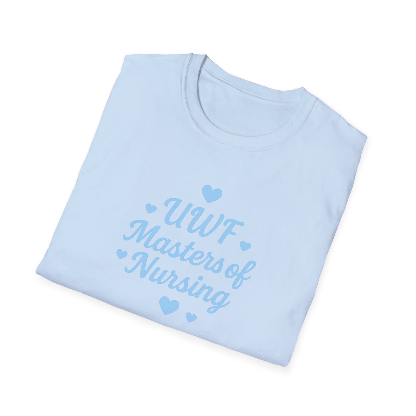 UWF Masters of Nursing T-Shirt — Light Blue Heart Nursing School Tee