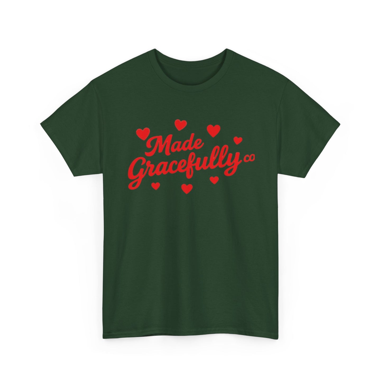 Made Gracefully Tee — Feminine Heart Script Graphic T-Shirt
