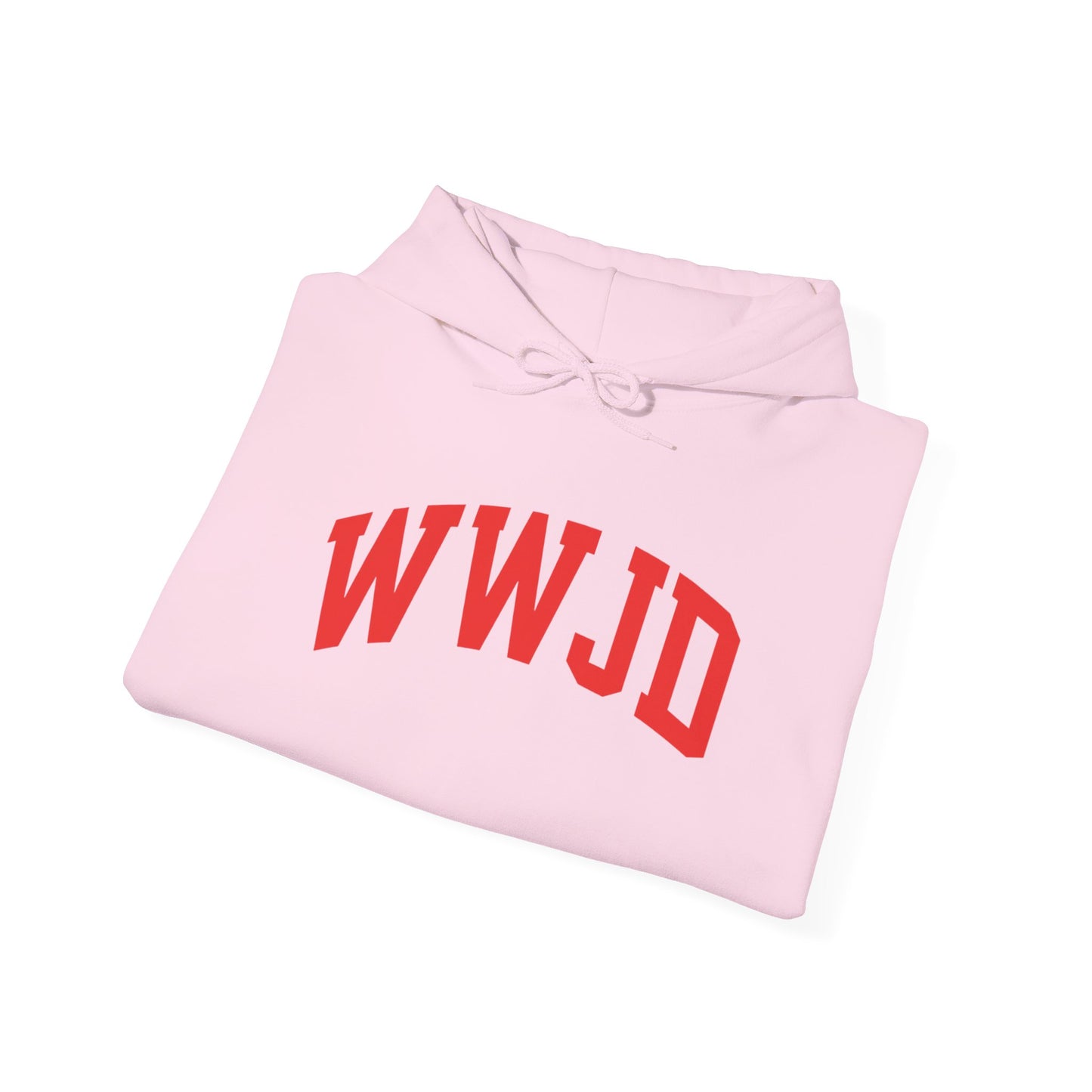 WWJD Hoodie — Classic Red Lettering Christian Faith Pullover